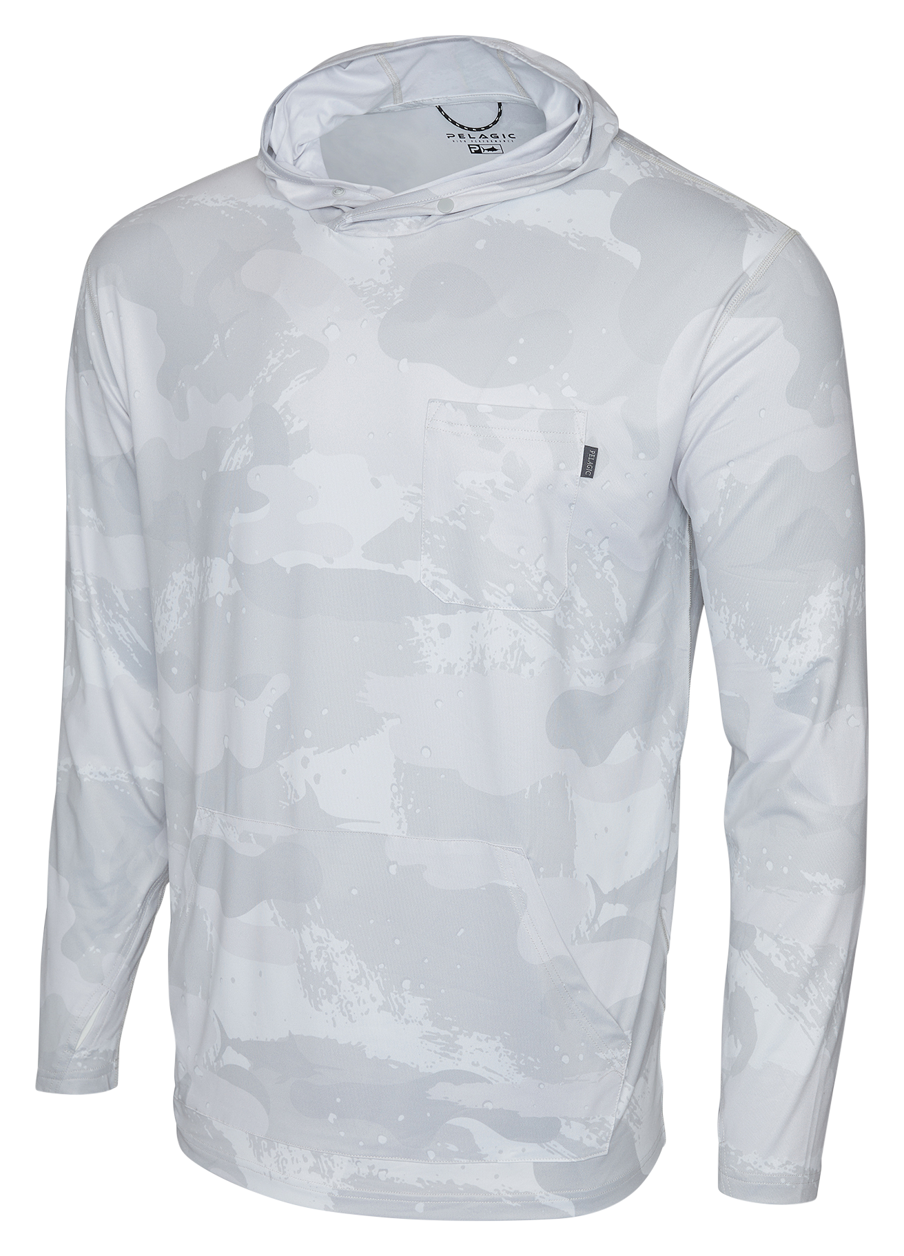 Image of Pelagic Freespool Hooded Performance Long-Sleeve Shirt for Men - Light Grey - XL