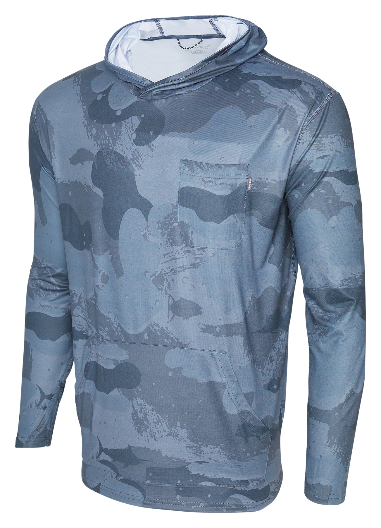 Image of Pelagic Freespool Hooded Performance Long-Sleeve Shirt for Men - Dark Navy