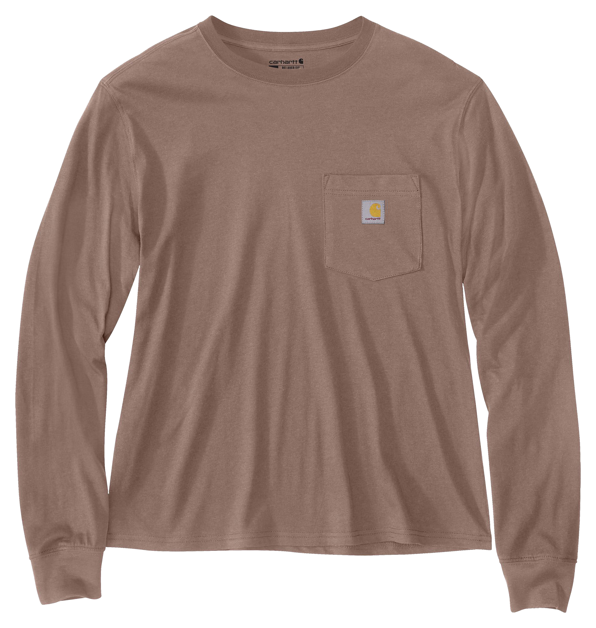 Image of Carhartt Loose-Fit Lightweight Long-Sleeve Crew-Neck Pocket T-Shirt for Ladies - Soft Sepia