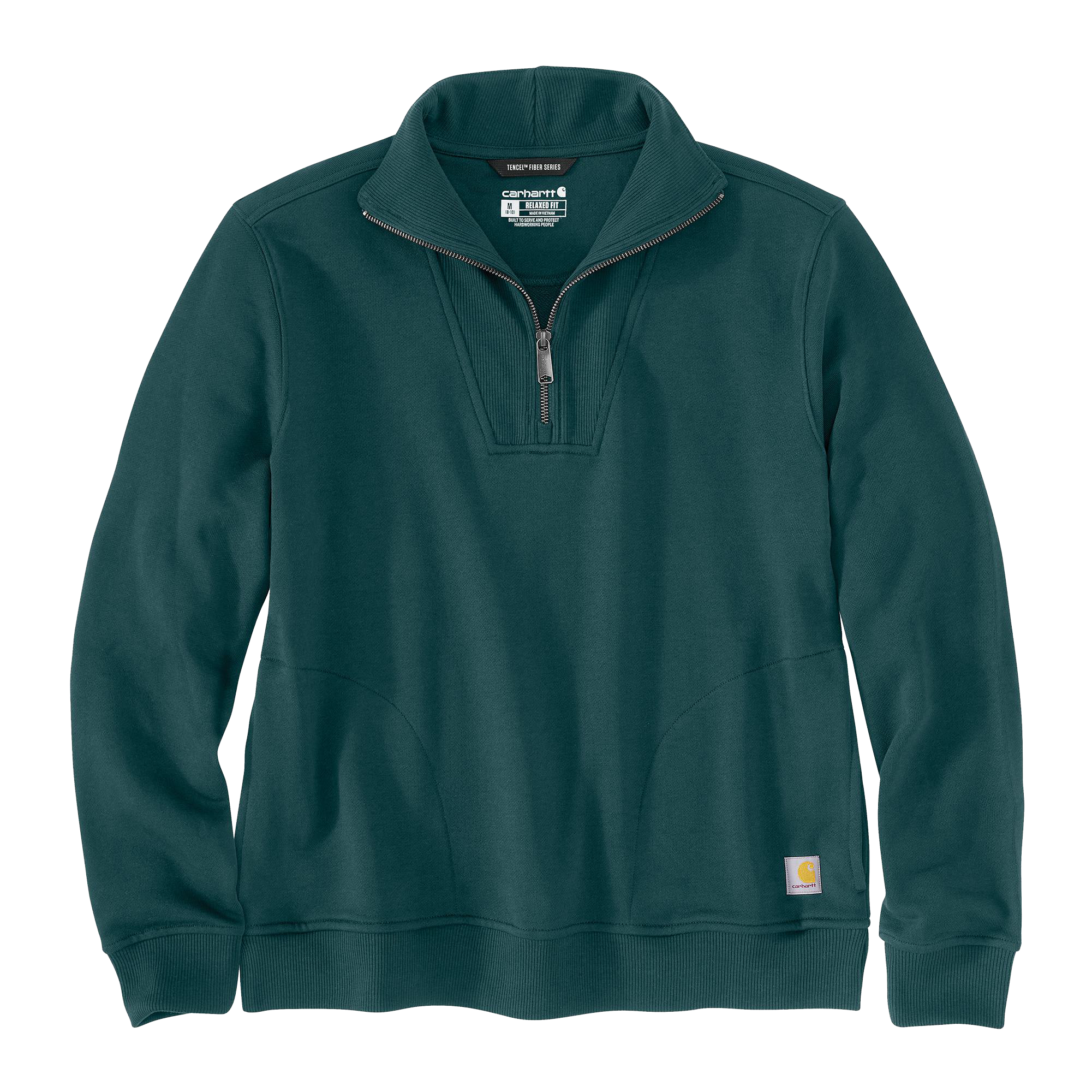 Image of Carhartt TENCEL Fiber Series Relaxed-Fit Half-Zip Long-Sleeve Sweatshirt for Ladies - Greenstone - L