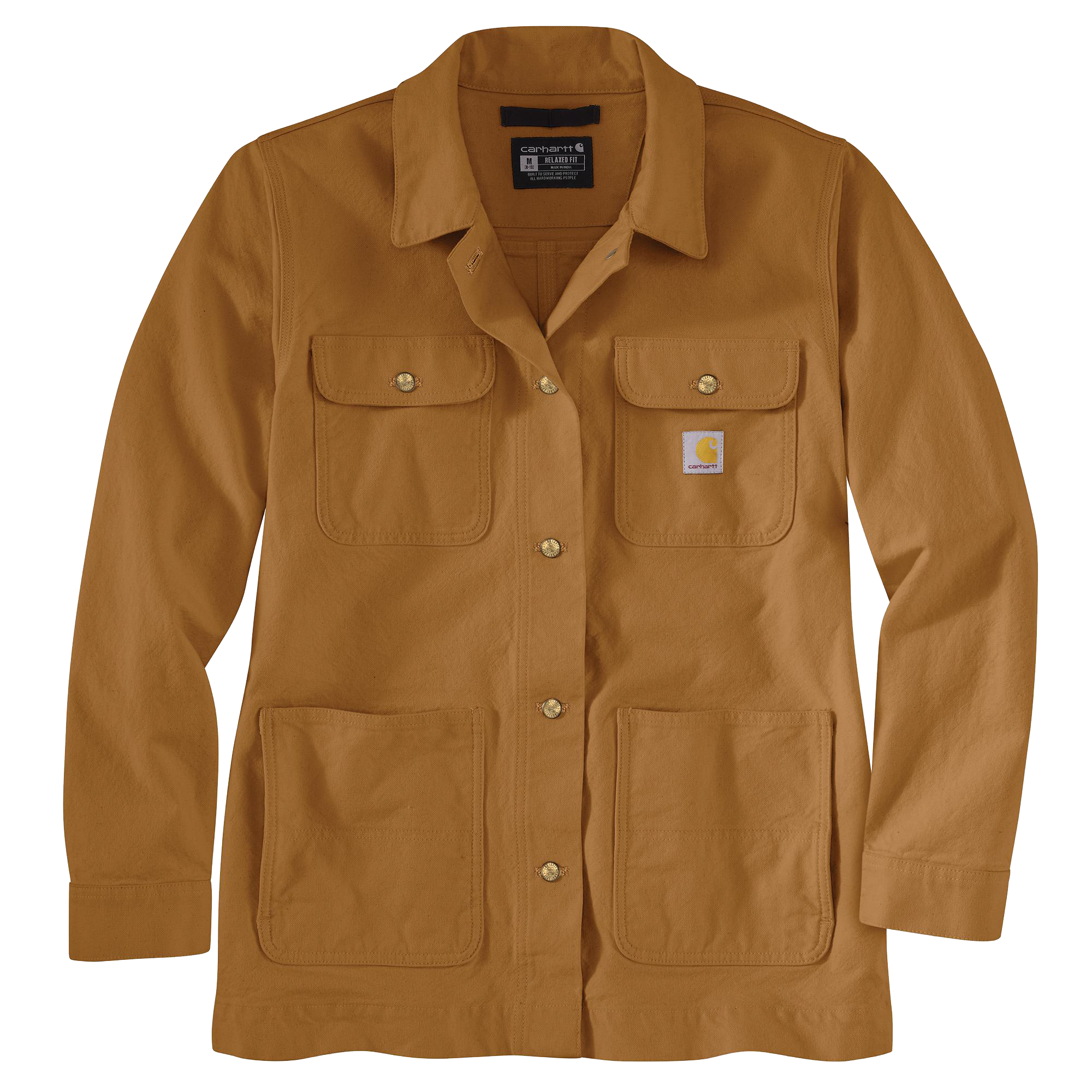 Image of Carhartt Rugged Flex Loose-Fit Canvas Chore Coat for Ladies - Carhartt Brown