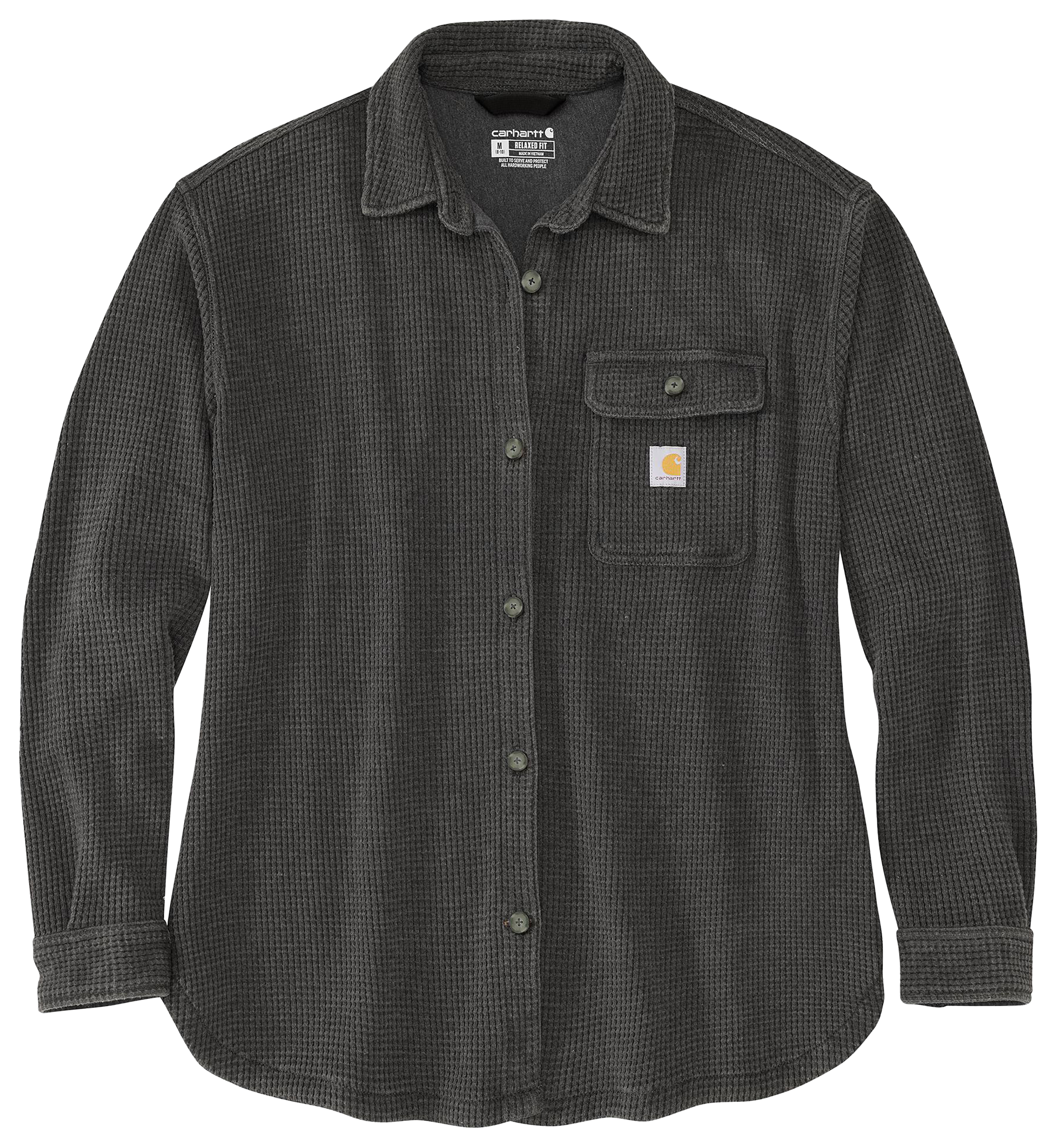 Image of Carhartt Oversized-Fit Heavyweight Waffle Knit Long-Sleeve Shirt - Carbon Heather - 2X