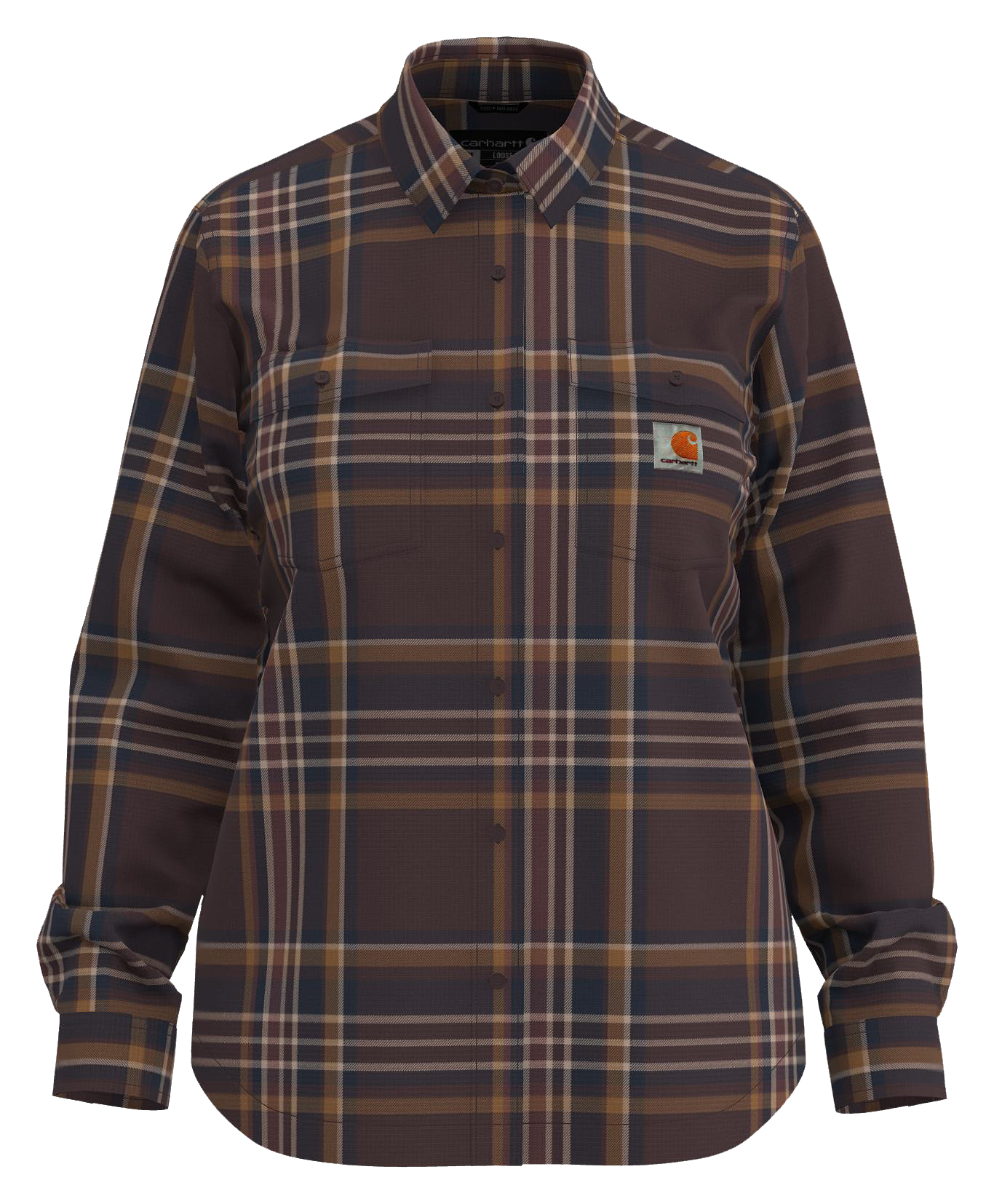 Image of Carhartt TENCEL Fiber Series Relaxed-Fit Long-Sleeve Flannel Shirt for Ladies - Blackberry - 2X