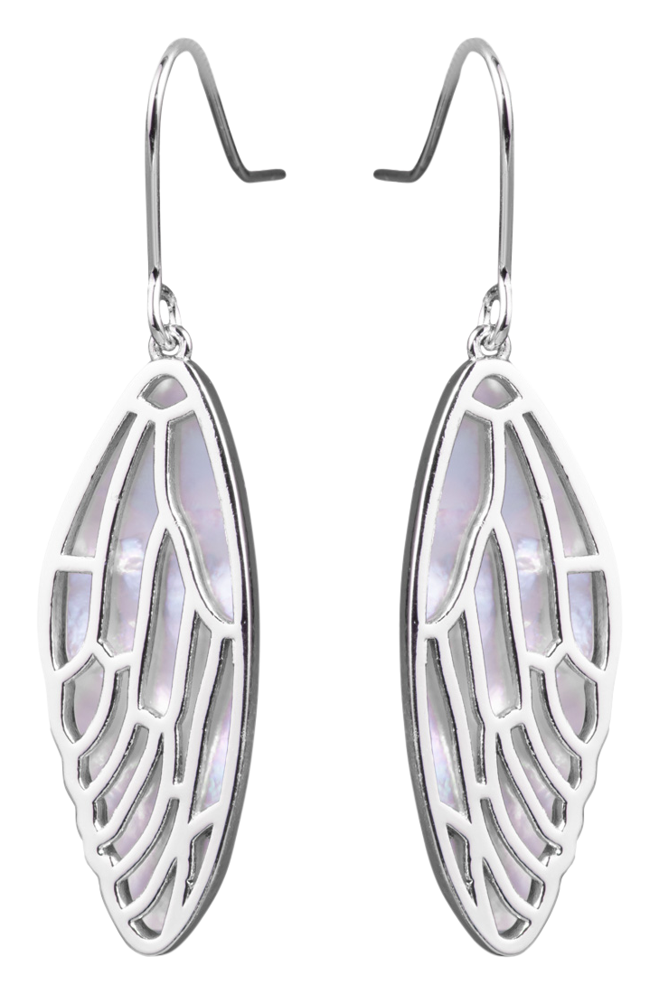 Image of Amanda Blu Mother Of Pearl Inlay Butterfly Wing Silver Earrings