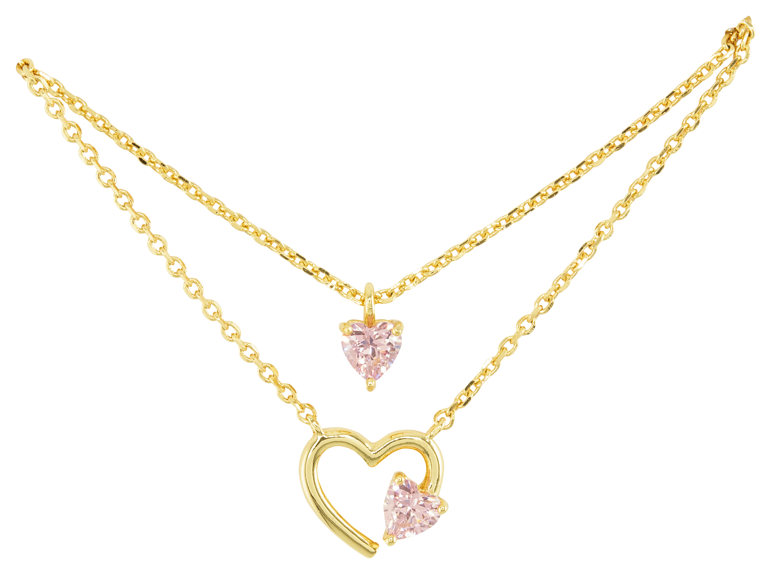 AMANDA BLU Gold and Pink Heart Layered Necklace