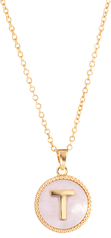 AMANDA BLU Mother of Pearl T Initial Necklace