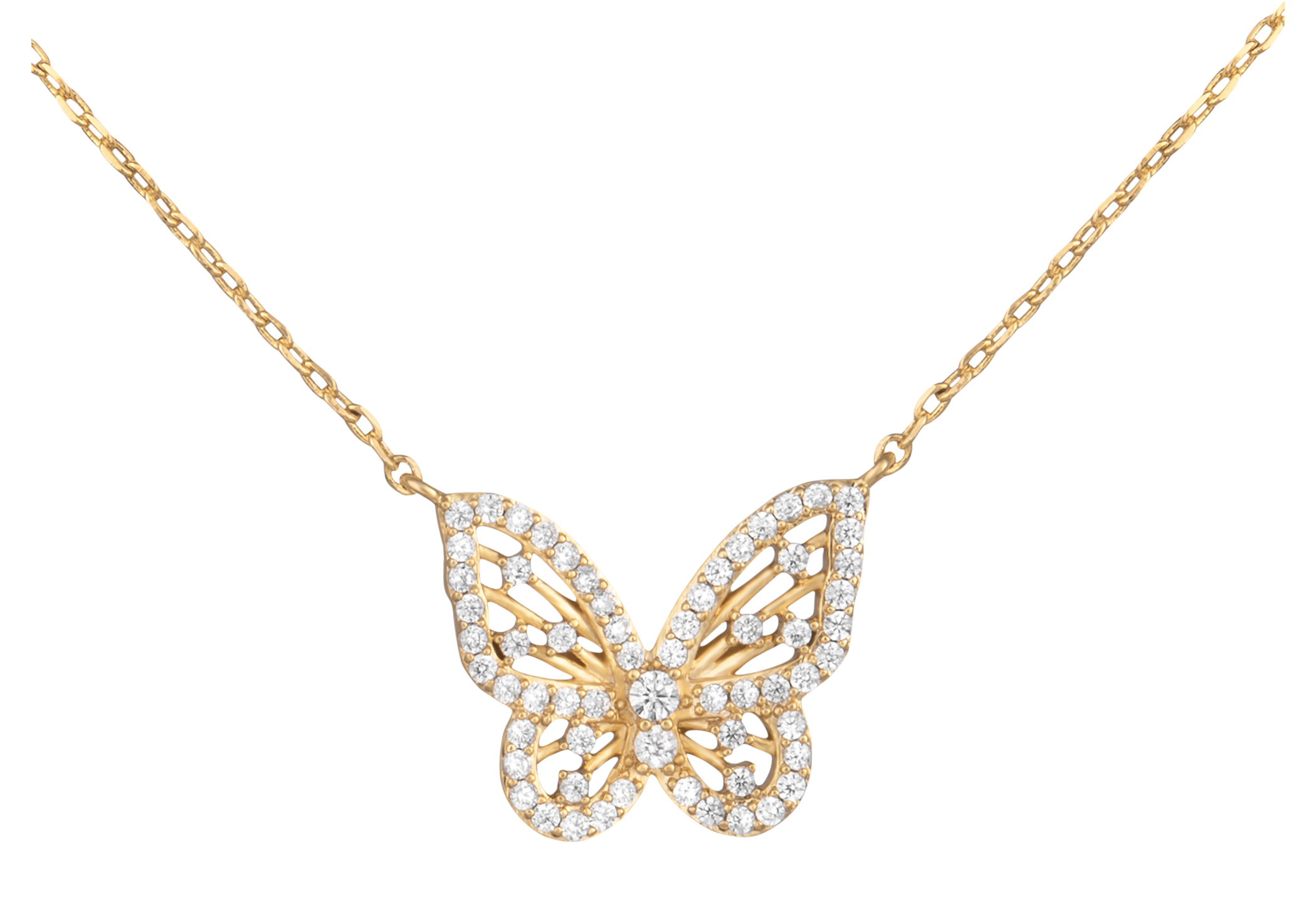 AMANDA BLU Delicate CZ Butterfly Gold Necklace