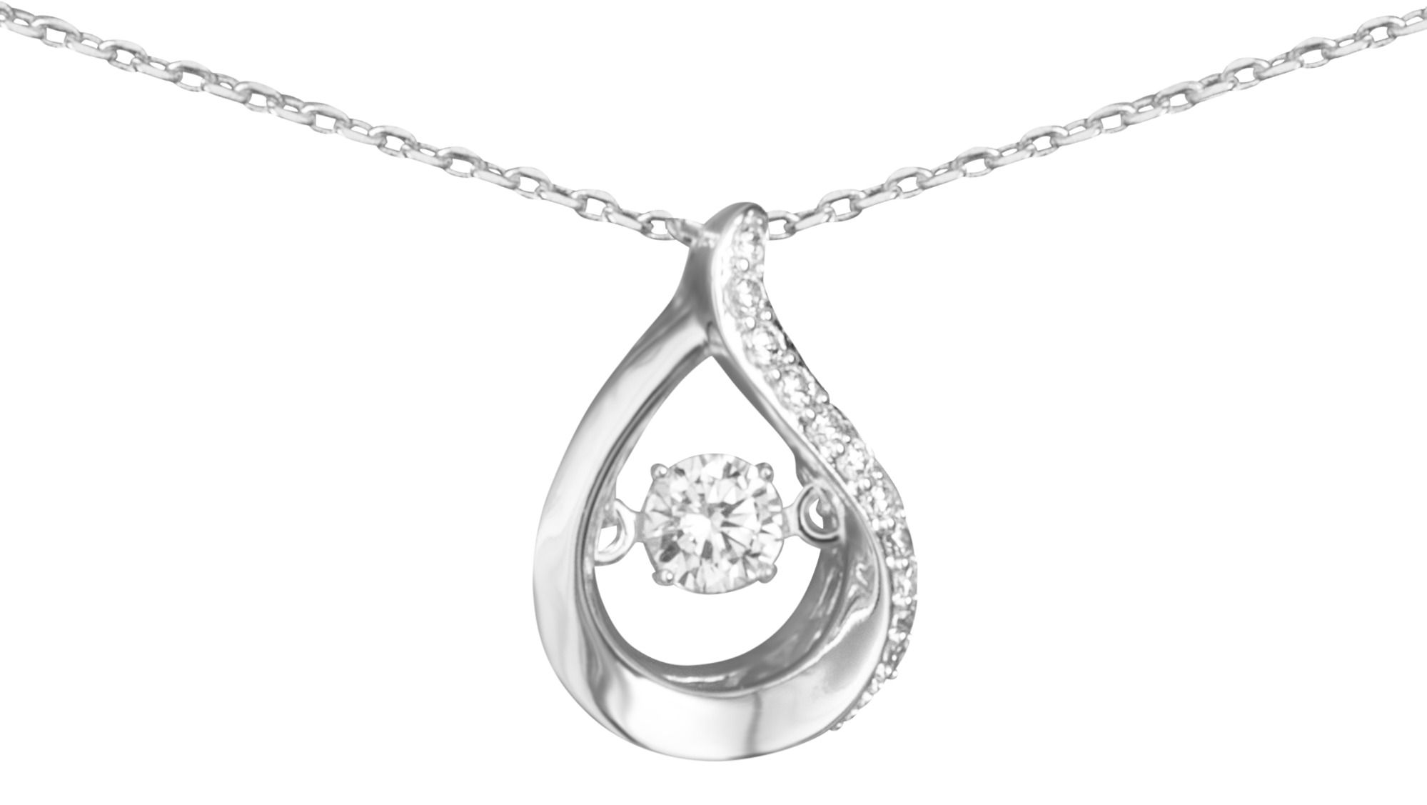 AMANDA BLU Teardrop Floating CZ Silver Necklace