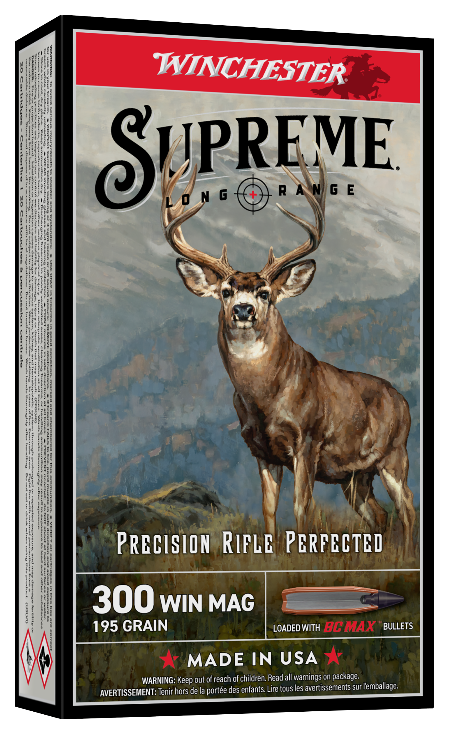 Image of Winchester Supreme Long Range .300 Winchester Magnum 195 Grain BC Max Centerfire Rifle Ammo