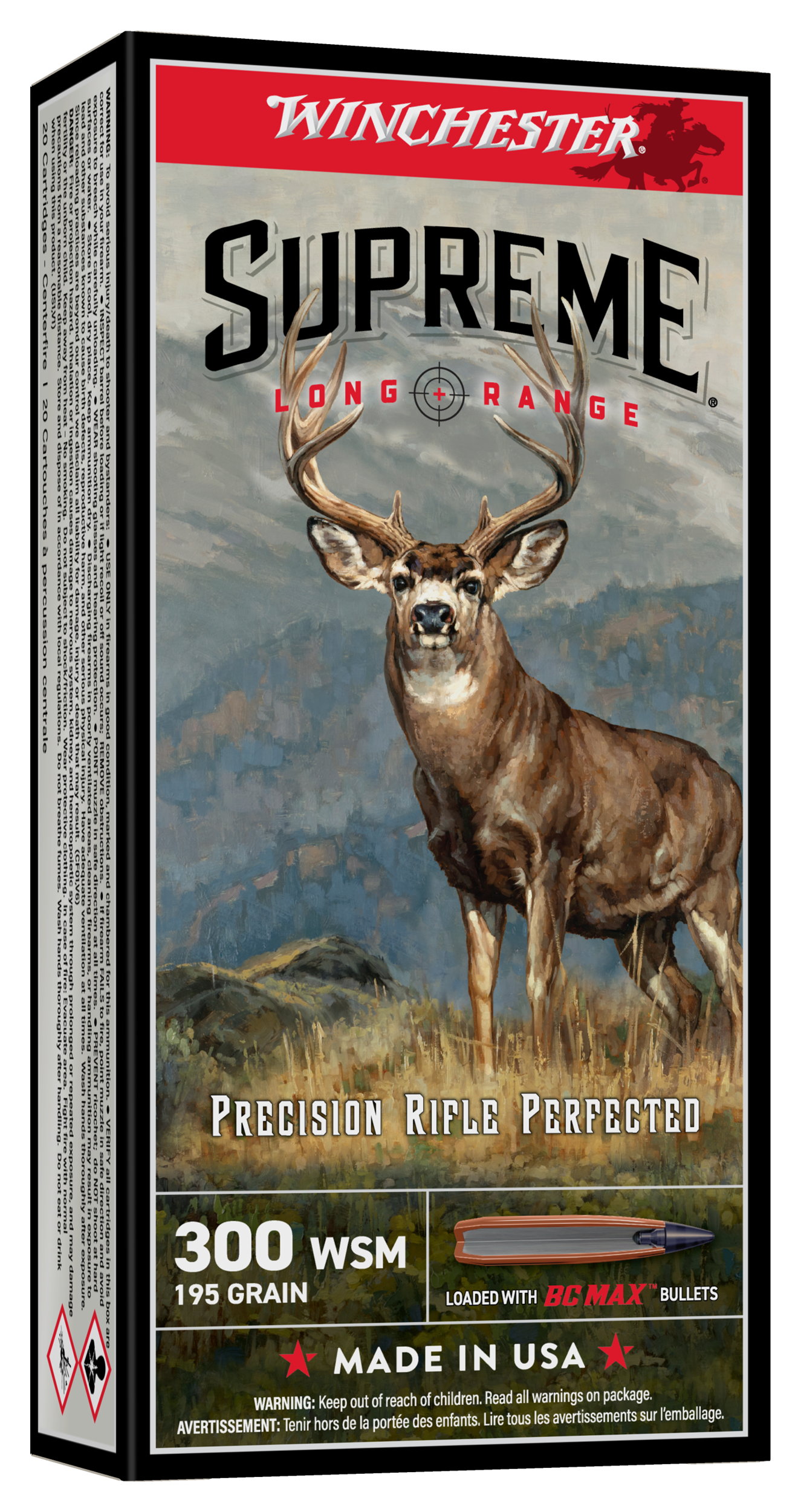 Image of Winchester Supreme Long Range .300 WSM 195 Grain BC Max Centerfire Rifle Ammo
