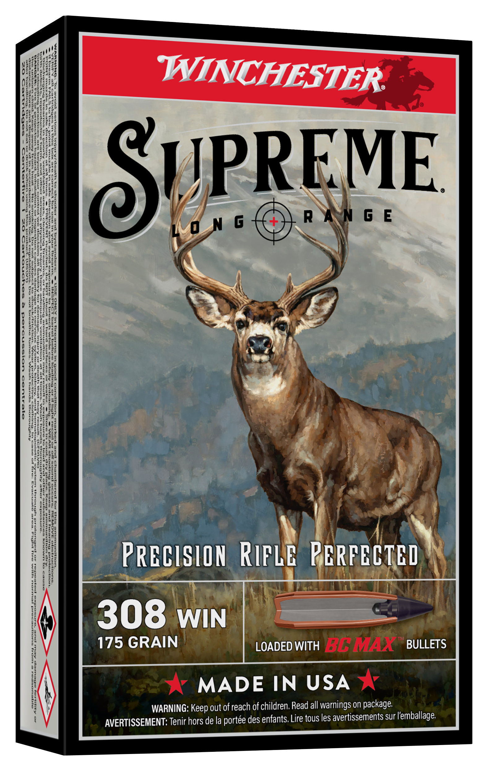 Image of Winchester Supreme Long Range .308 Winchester 175 Grain BC Max Centerfire Rifle Ammo