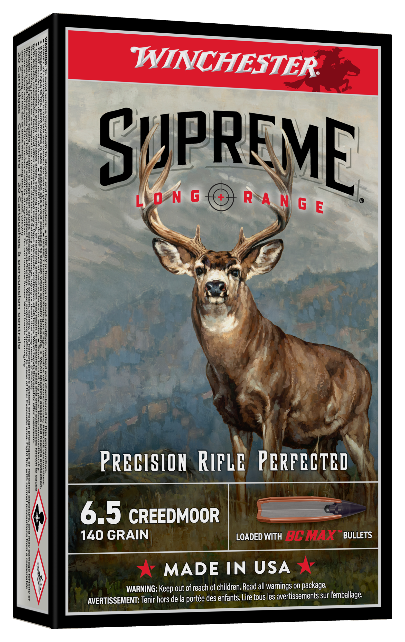 Winchester Winchester Supreme Long Range 6.5 Creedmoor 140 Grain BC Max Centerfire Rifle Ammo - $41.99 at Bass Pro Shops