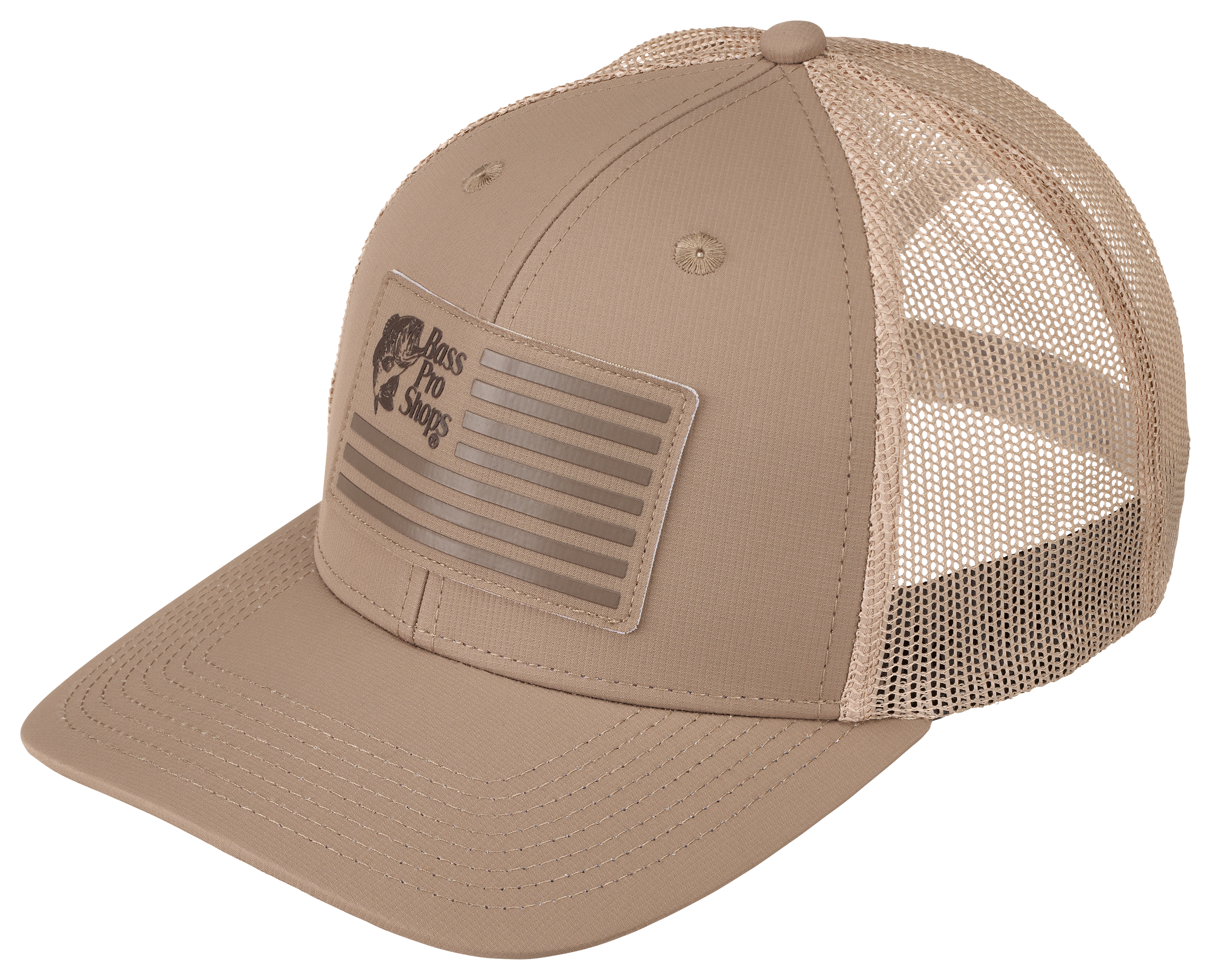 Image of Bass Pro Shops Logo Flag Mesh-Back Snapback Cap - Khaki