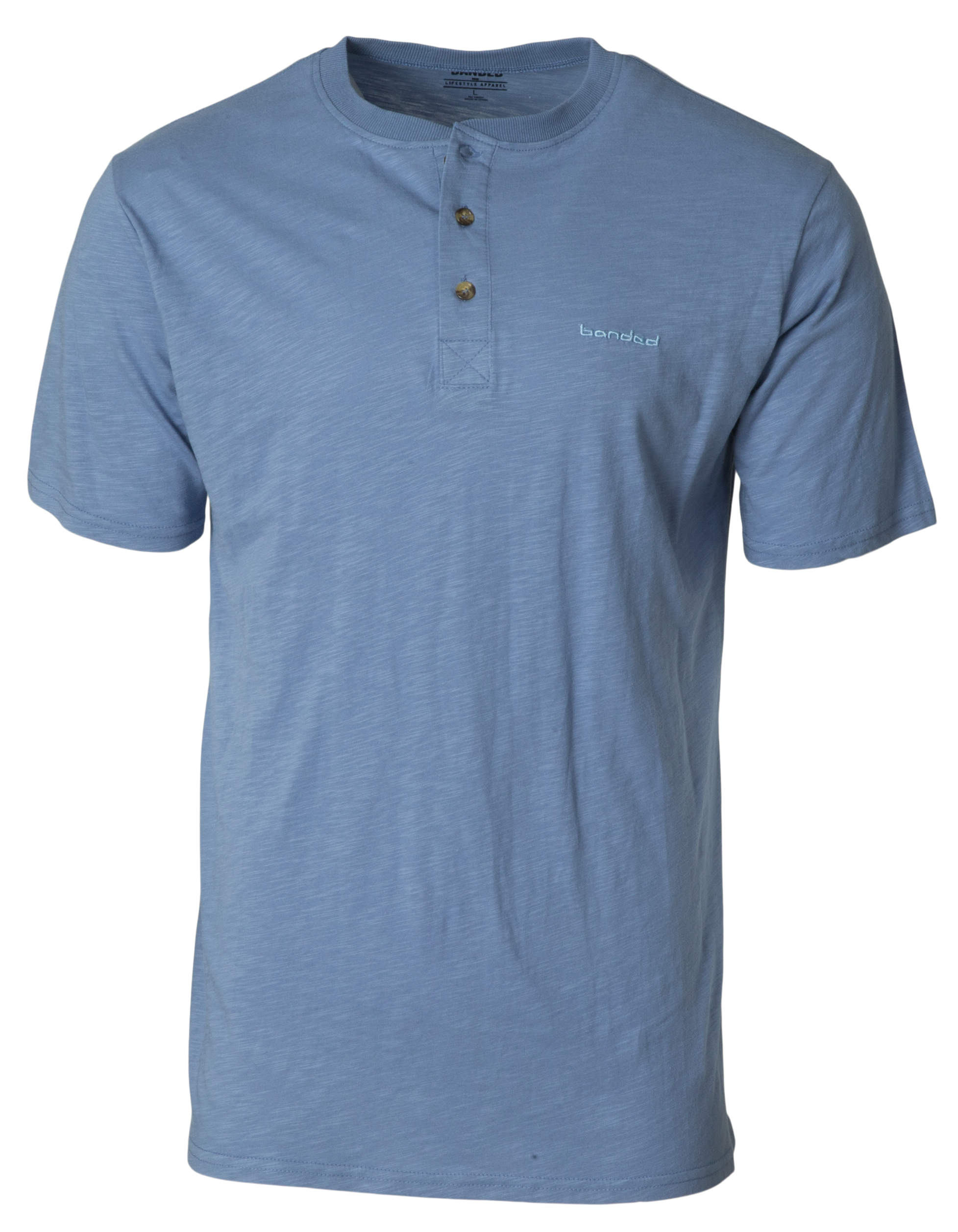 Image of Banded Whiskey Creek Short Sleeve Henley - Washed Denim