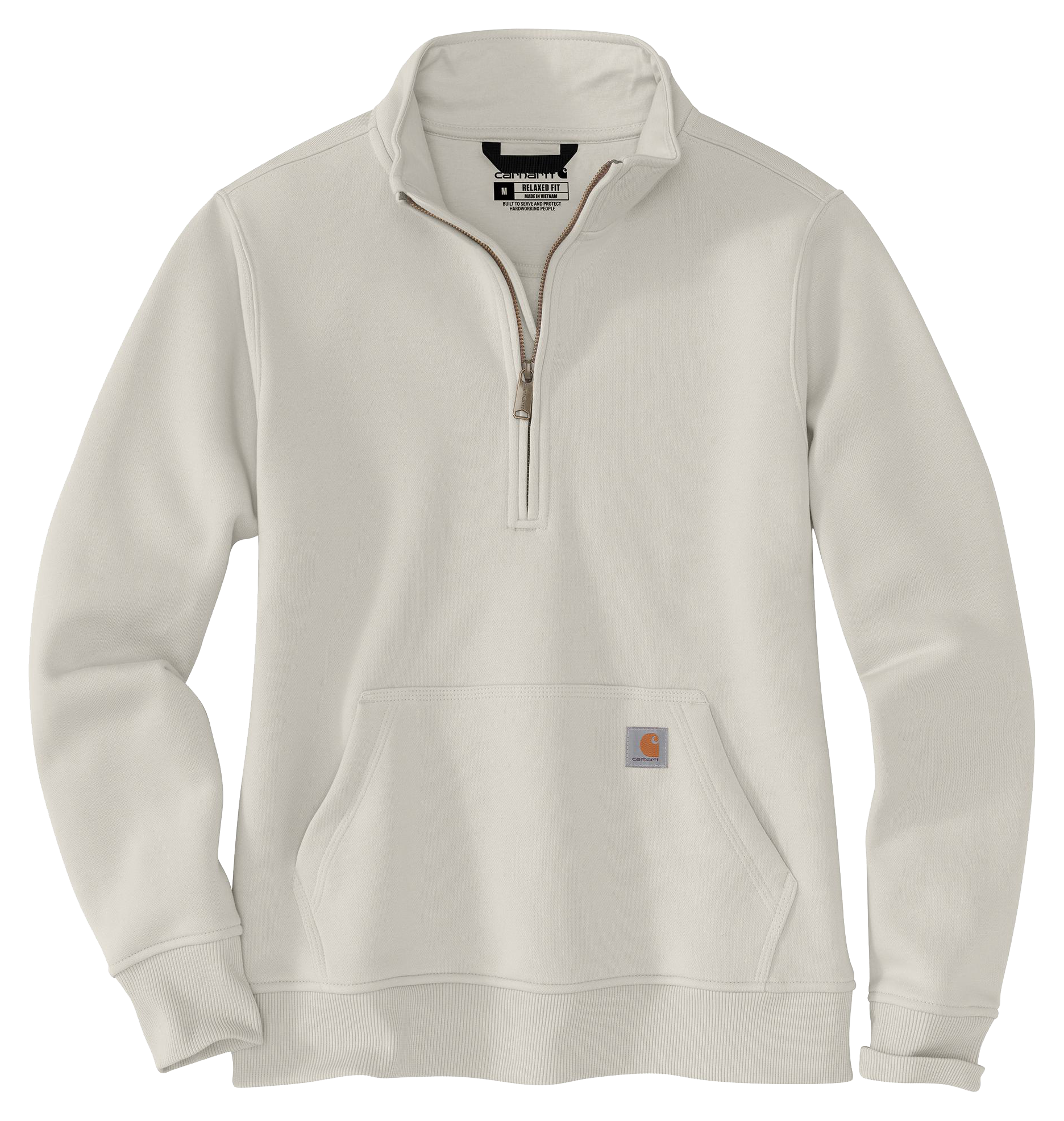Image of Carhartt Relaxed-Fit Midweight Quarter-Zip Mock-Neck Sweatshirt - Malt