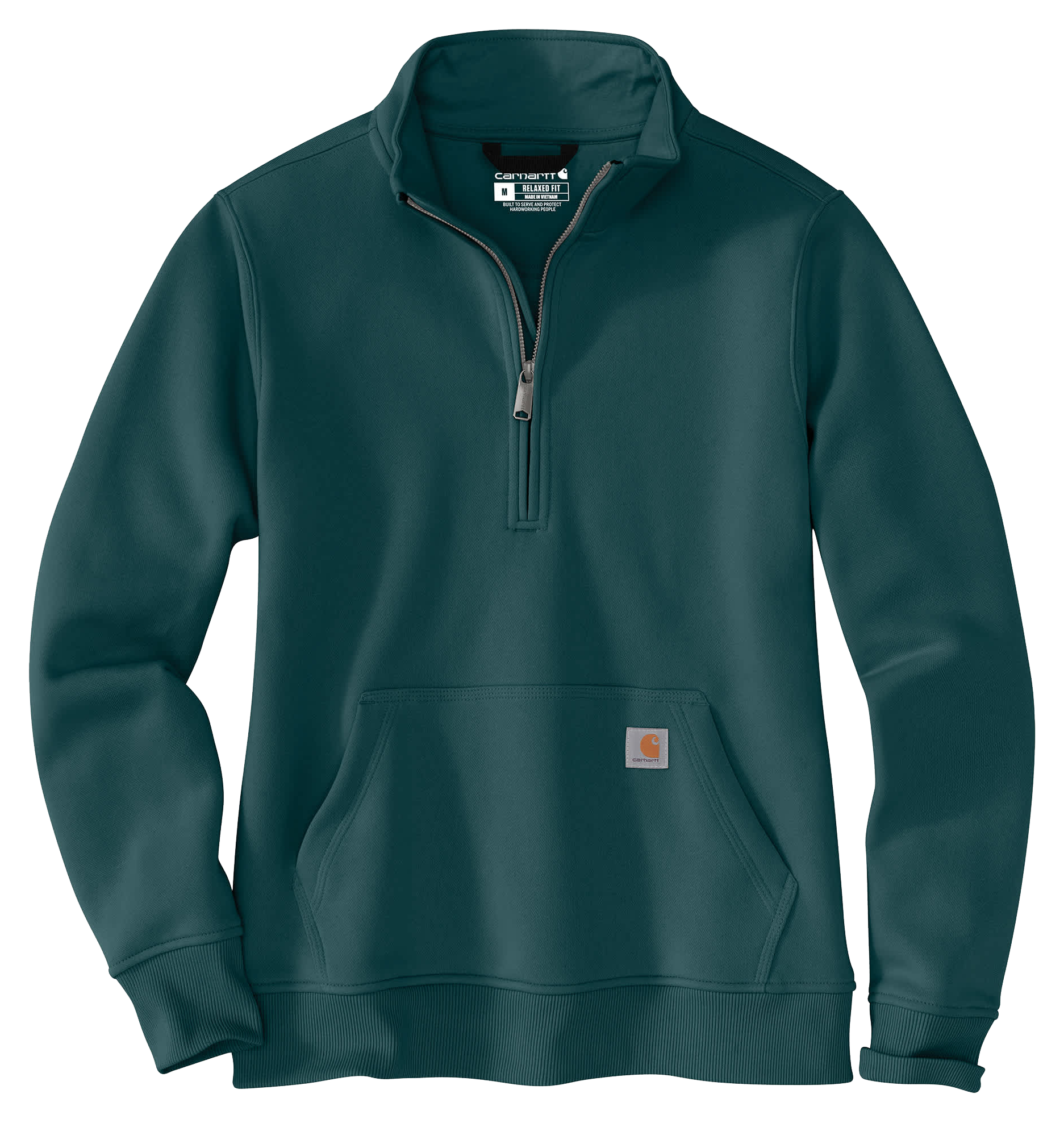 Image of Carhartt Relaxed-Fit Midweight Quarter-Zip Mock-Neck Sweatshirt for Ladies - Greenstone - XS