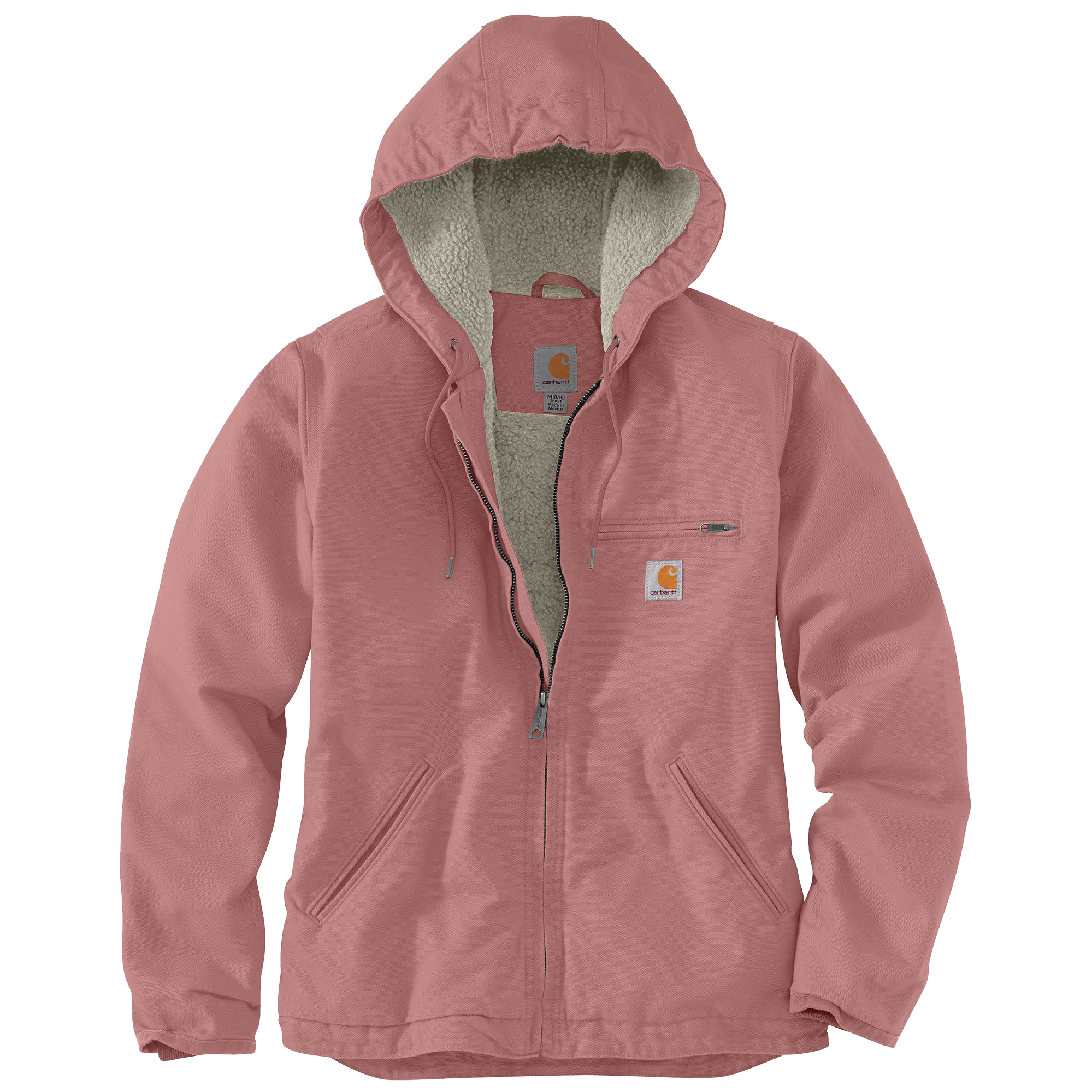 Image of Carhartt Loose-Fit Washed Duck Sherpa-Lined Jacket for Ladies - Rose Tint