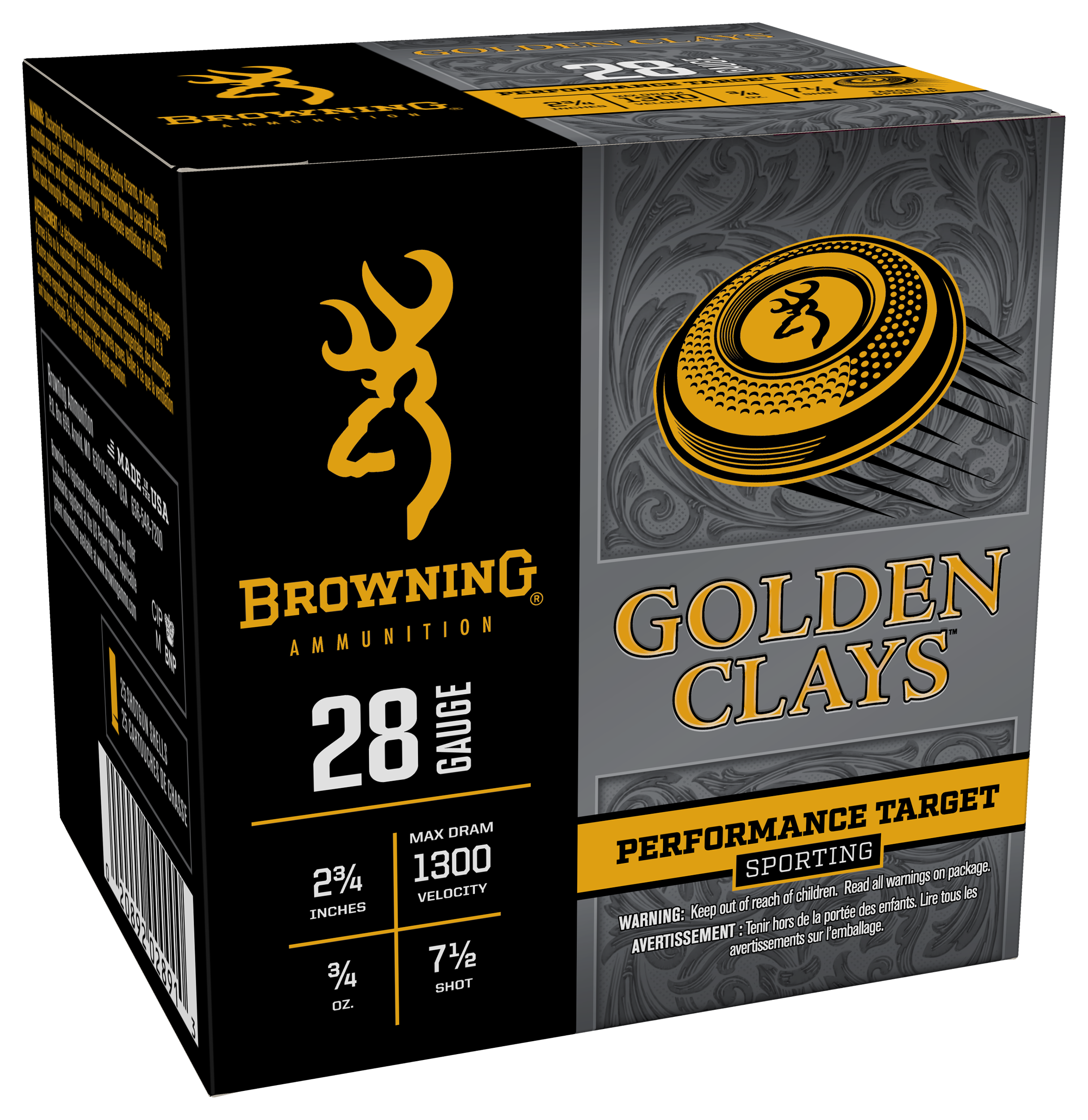 Image of "Browning Golden Clays Performance Target 28-Ga. 2-3/4"" 3/4 oz. Sporting Shotshells - 7.5 shot - 250 Rounds"
