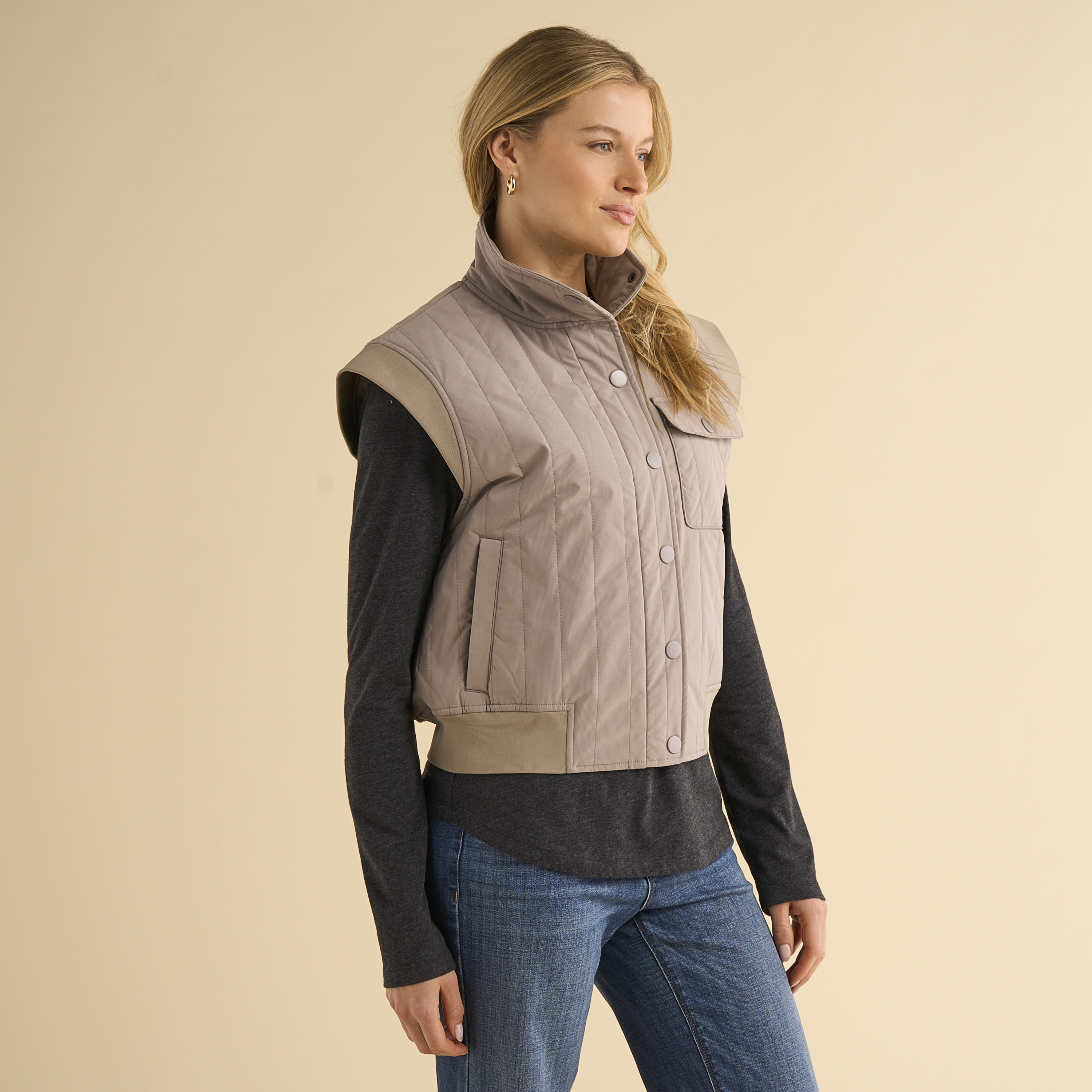 Image of Natural Reflections Aspen Quilted Vest - Rock Ridge
