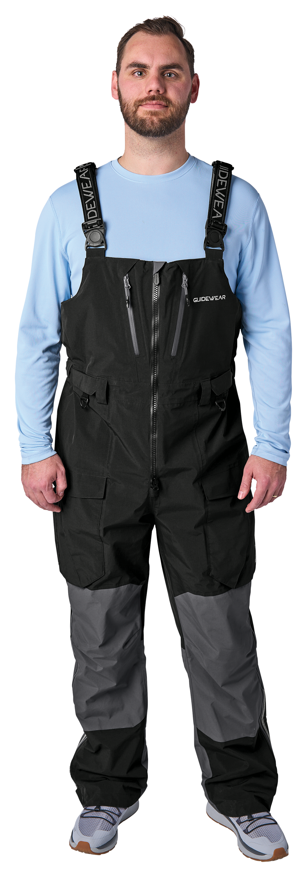 Image of Bass Pro Shops Johnny Morris Guidewear Elite 2L Bibs with BONE-DRY GOLD - Black/Grey