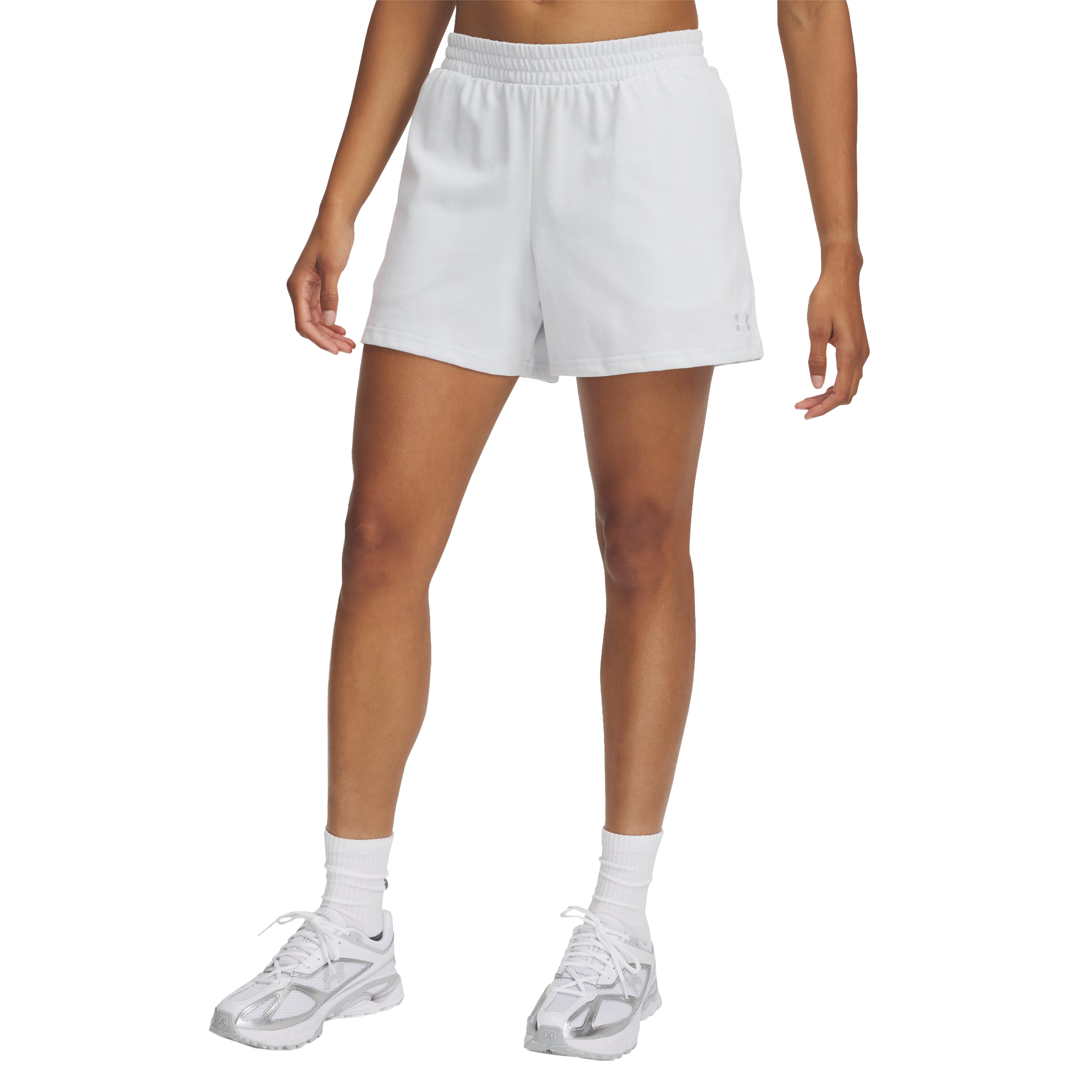 Image of Under Armour Rival Knit Shorts for Ladies - Distant Gray Medium Heather/Distant Gray - S