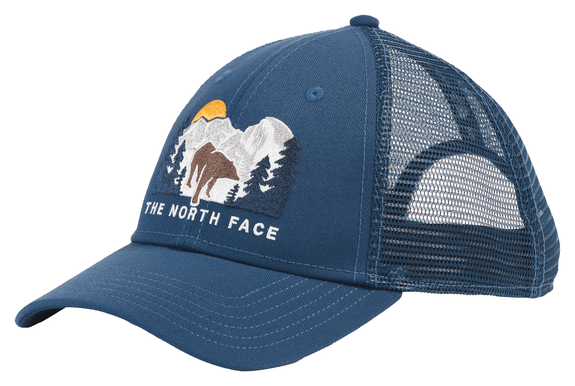 Image of The North Face Embroidered Bear Graphic Mudder Trucker Cap - Shady Blue - OS