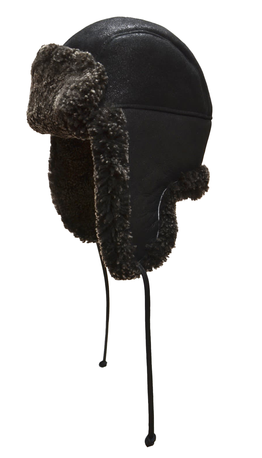 Image of Crown Cap Doubled Faced Shearling Aviator Cap - Frosted Black