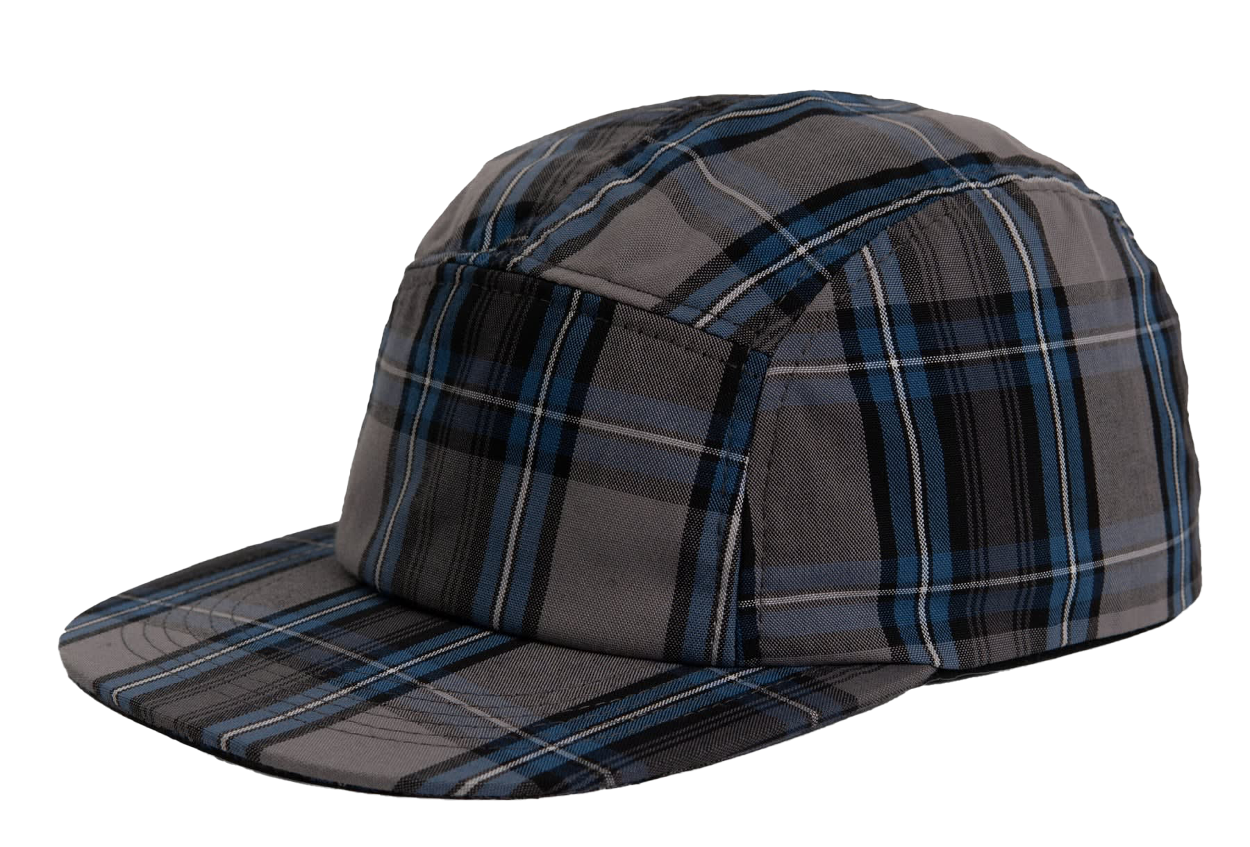 Image of Crown Cap 5-Panel Camp Hat - Blue Plaid