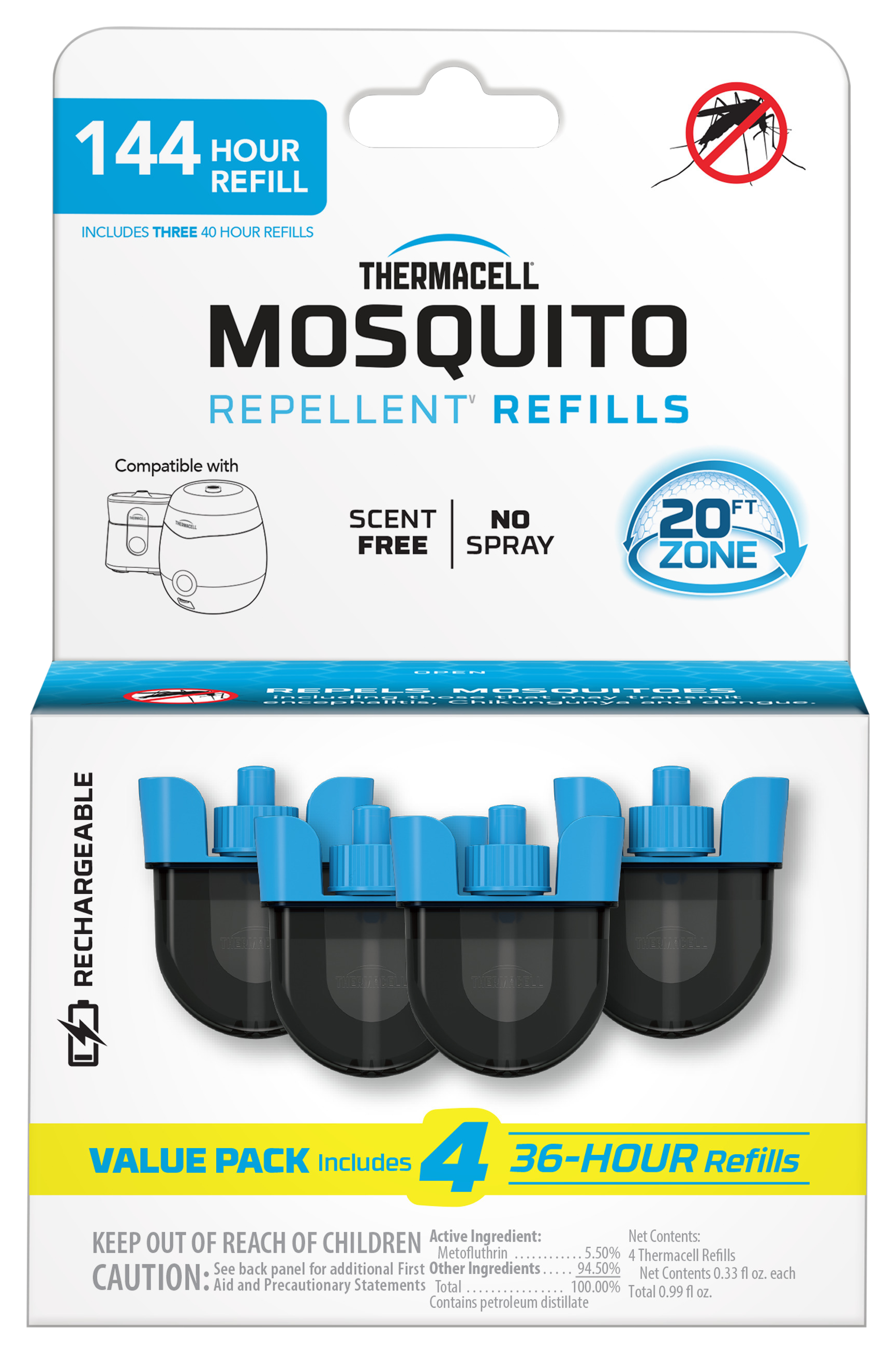 Image of Thermacell Mosquito-Repellent Refill for Radius and Rechargeable Repeller Units - 144 Hours