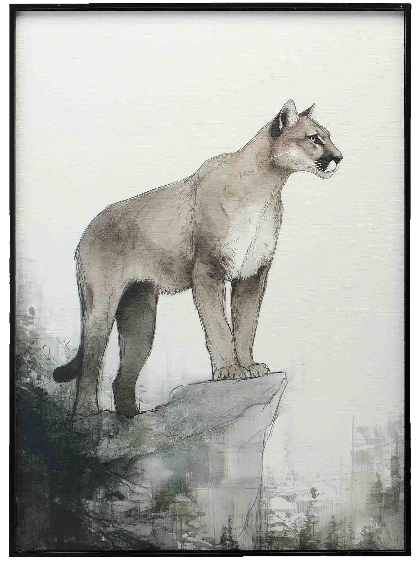 Image of Open Road Brands Mountain Lion on Framed Canvas