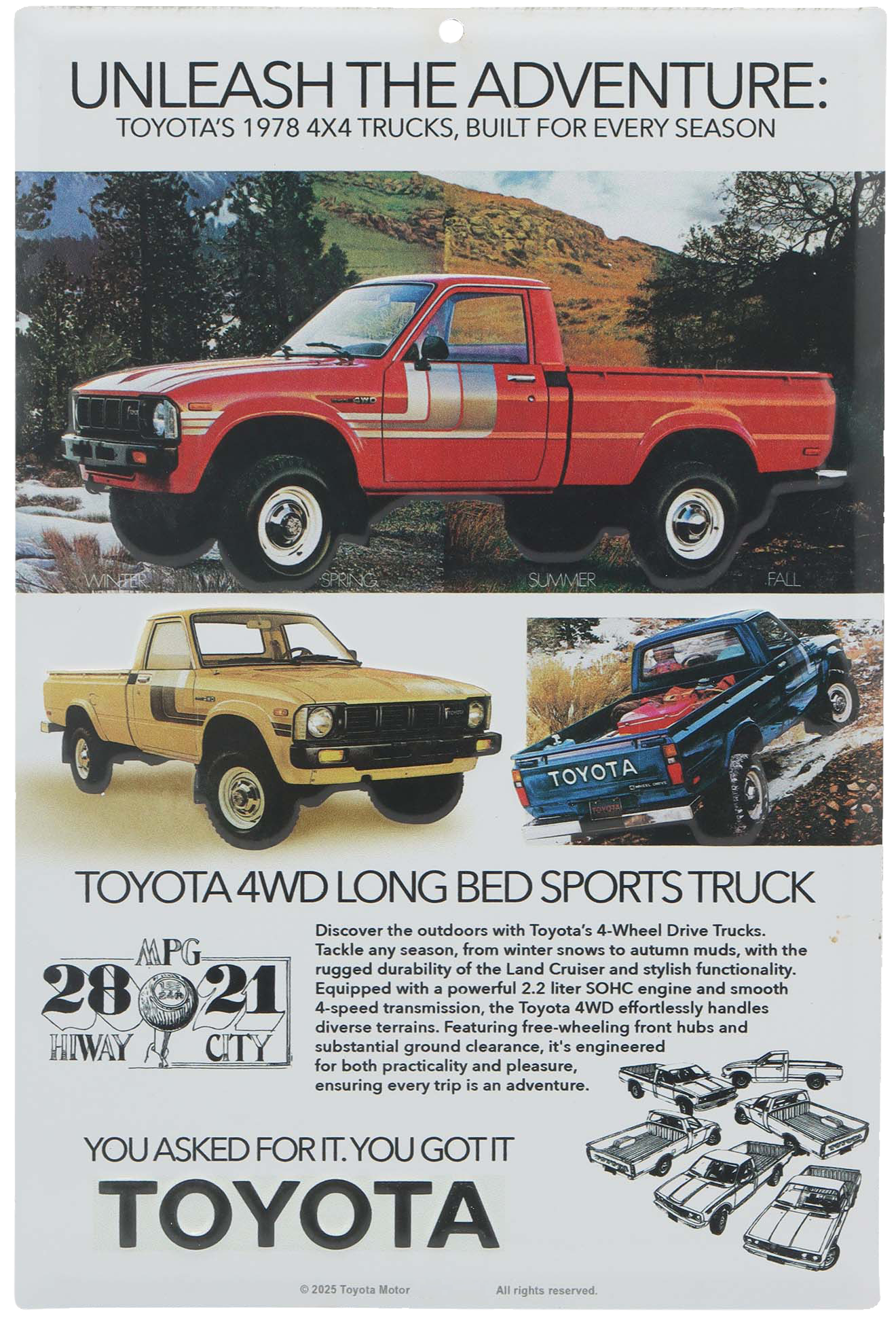 Image of Open Road Brands Unleash The Adventure Toyota Metal Sign