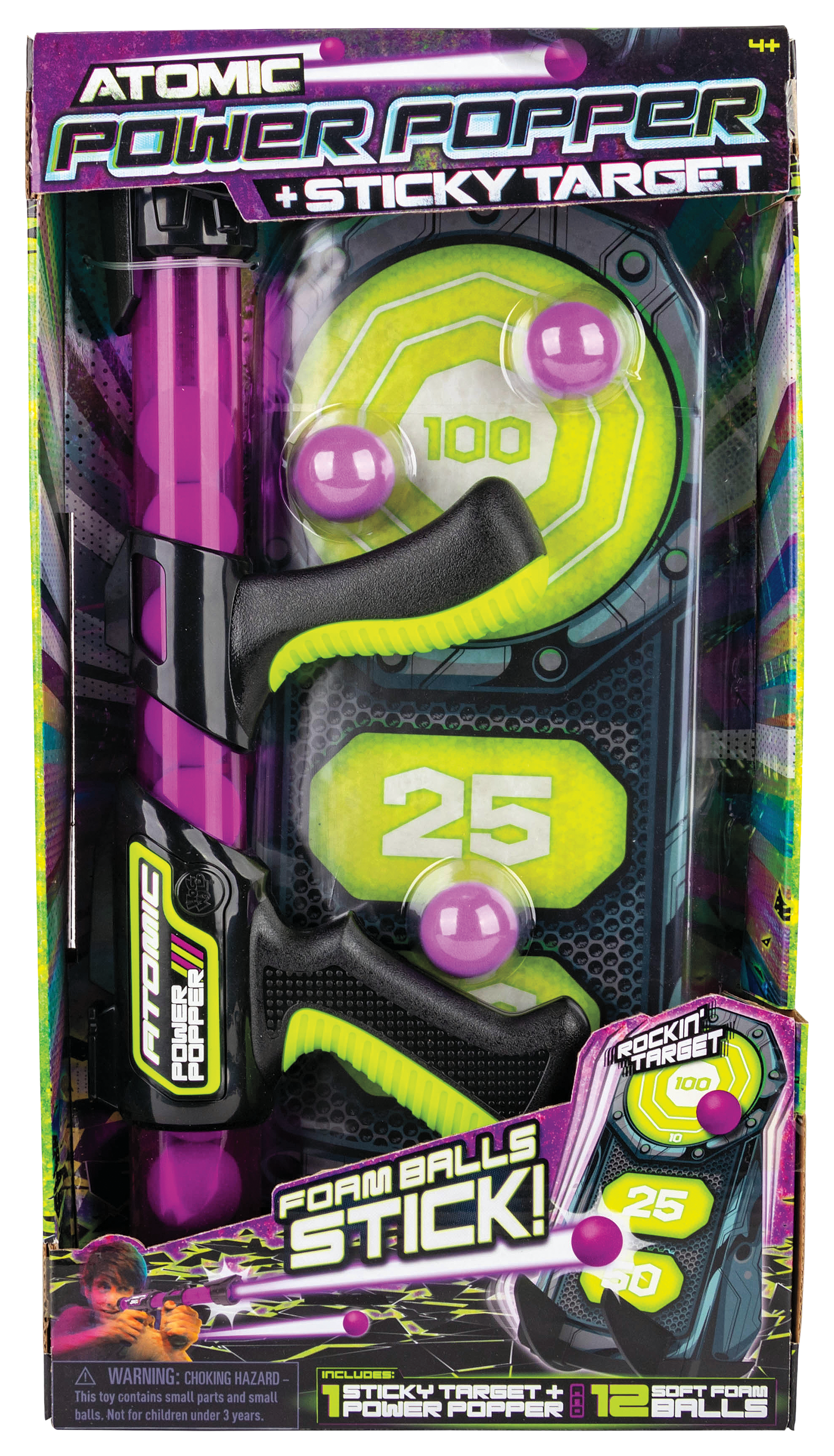 Zing Atomic Power Popper Foam Ball Shooter and Sticky Target - Zing
