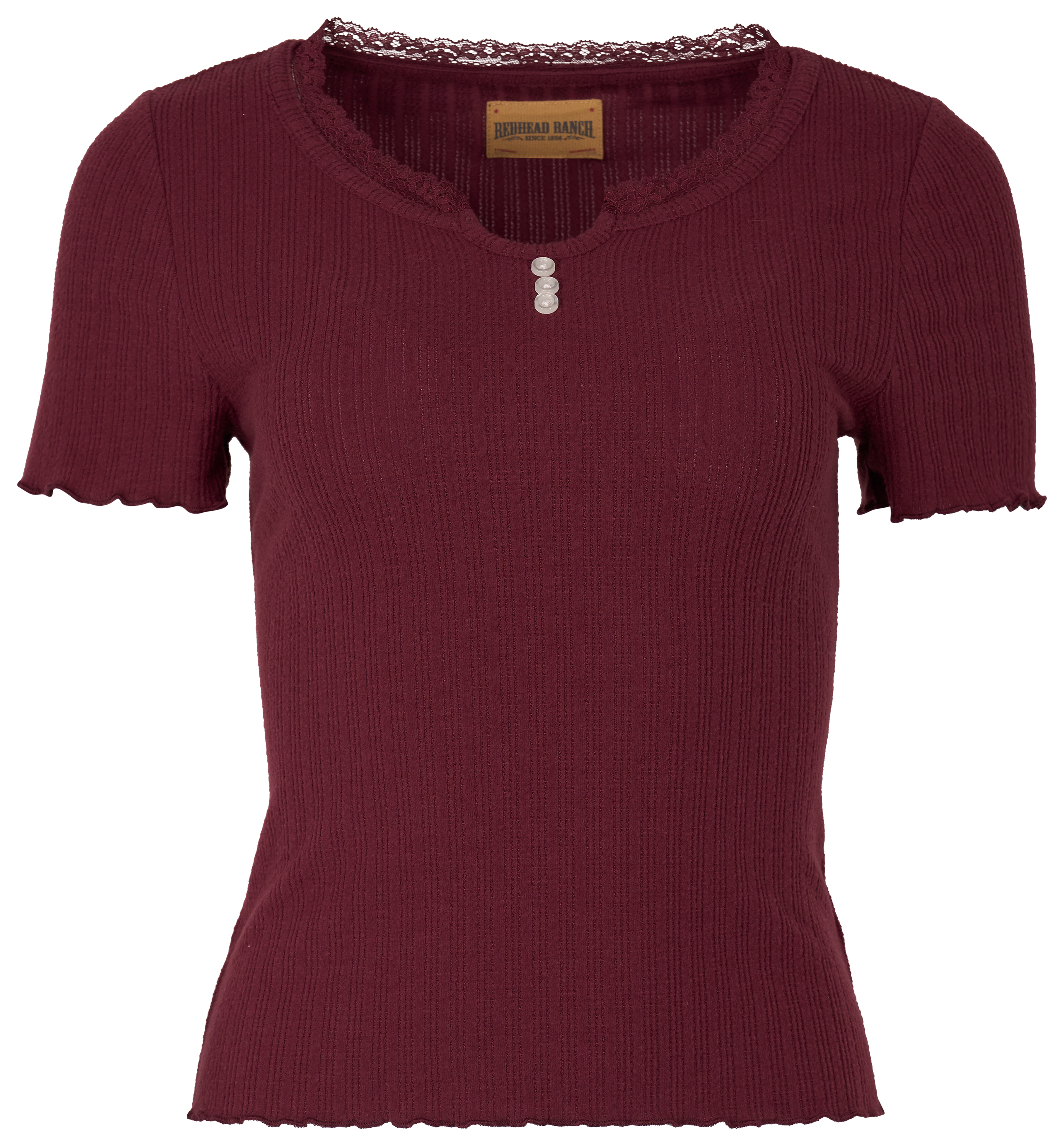 Image of RedHead Ranch Short-Sleeve Henley Shirt - Burgundy