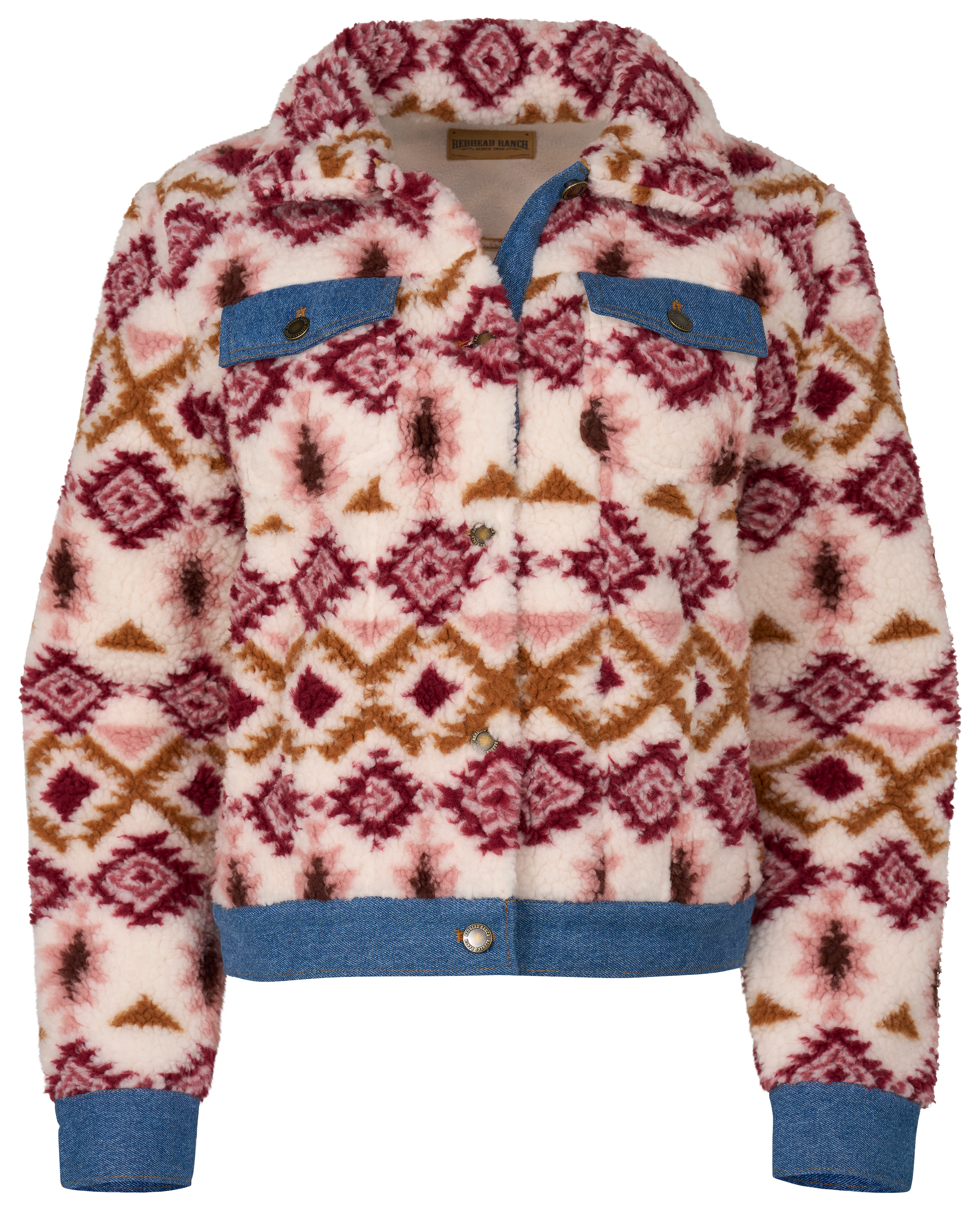 Image of RedHead Ranch Pieced Sherpa Jacket - Misty Rose Southwest Print - XL