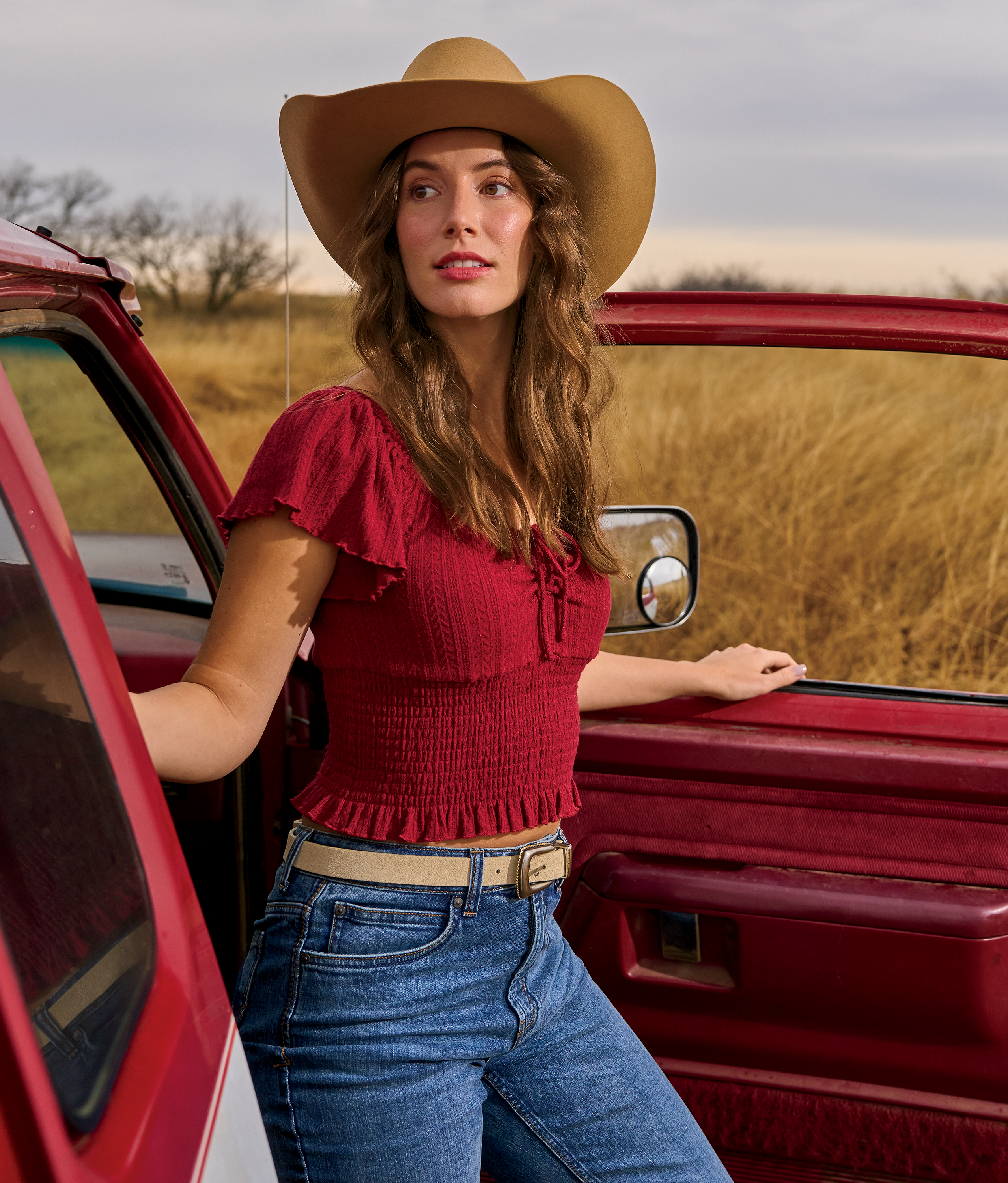 Image of RedHead Ranch Knit Smock Shirt - Sun Dried Tomato