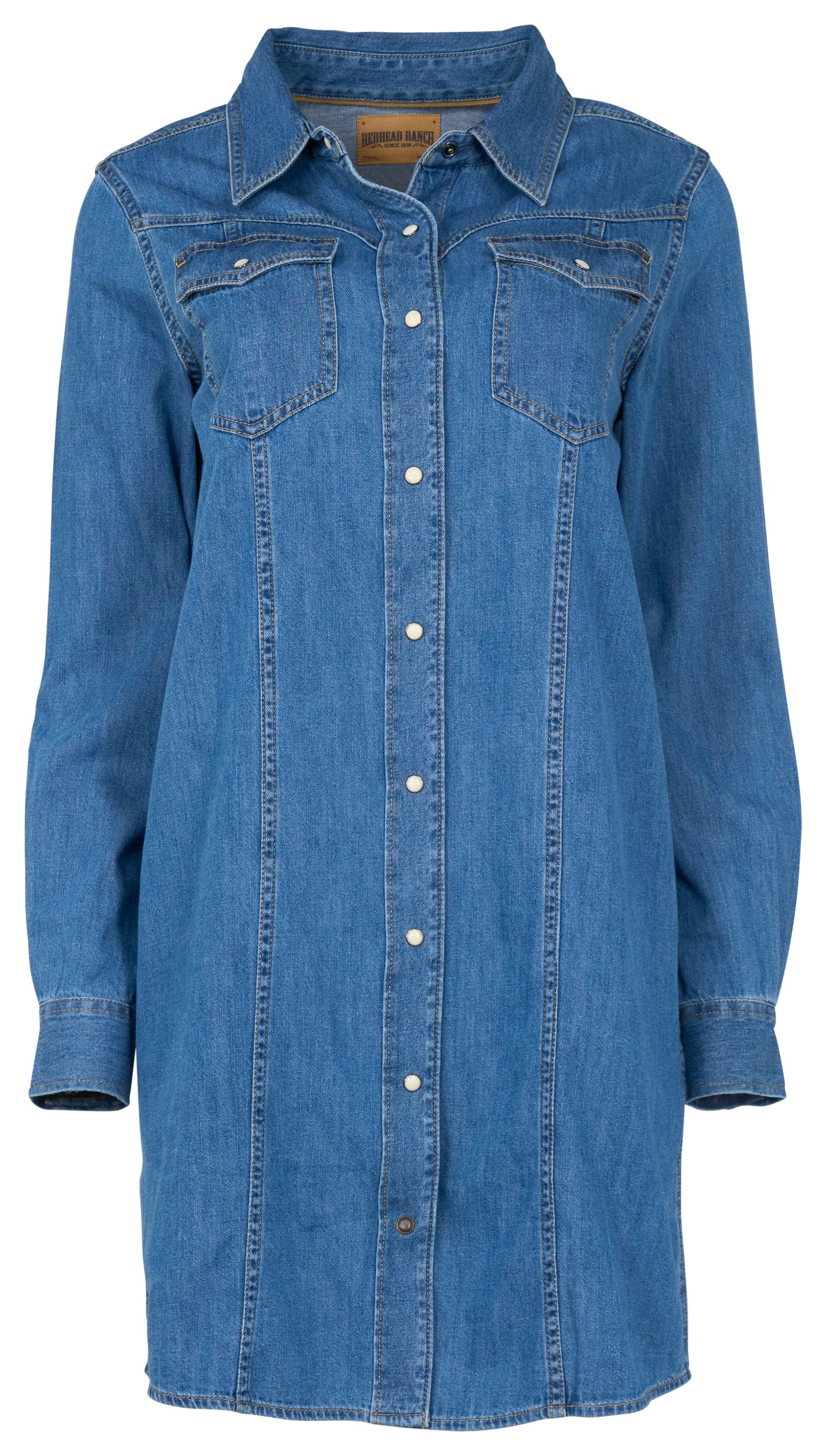 Image of RedHead Ranch Long-Sleeve Denim Dress - Medium Wash