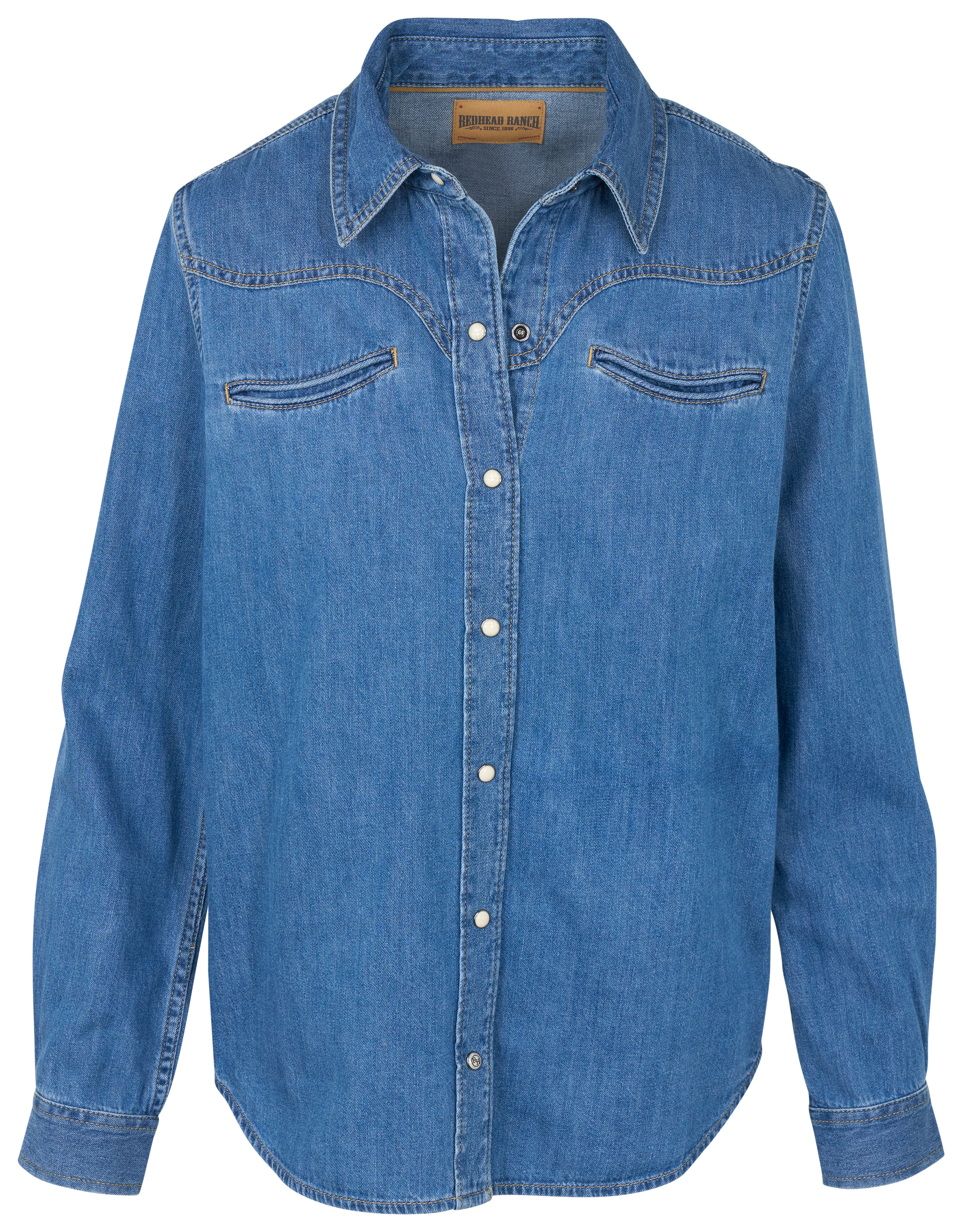 Image of RedHead Ranch Western Denim Button-Down Long-Sleeve Shirt - Light Denim - M