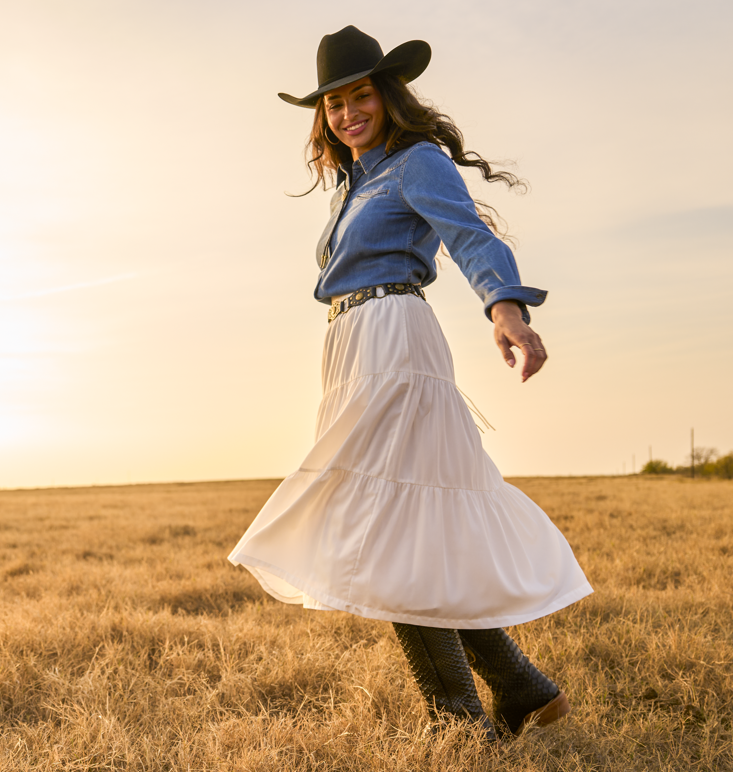 Image of RedHead Ranch Tiered Midi Skirt - Stalactite