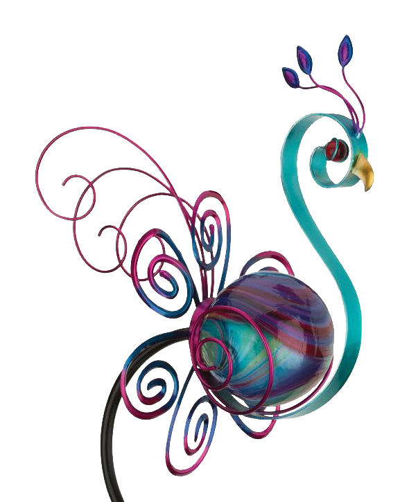 Image of Regal Art and Gift Peacock Swirl Solar Stake Yard Decor