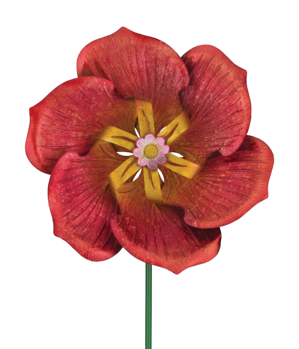 Image of Regal Art and Gift Textured Poppy Flower Spinner Stake