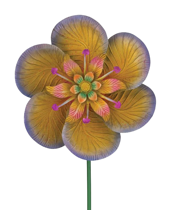 Image of Regal Art and Gift Textured Purple Flower Spinner Stake