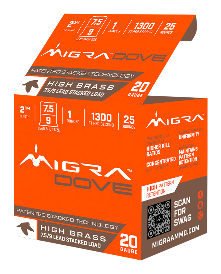 Image of "Migra Ultimate Dove High Brass Shotshells - 20 Gauge - 2.75"" - 1 oz. - 25 Rounds"