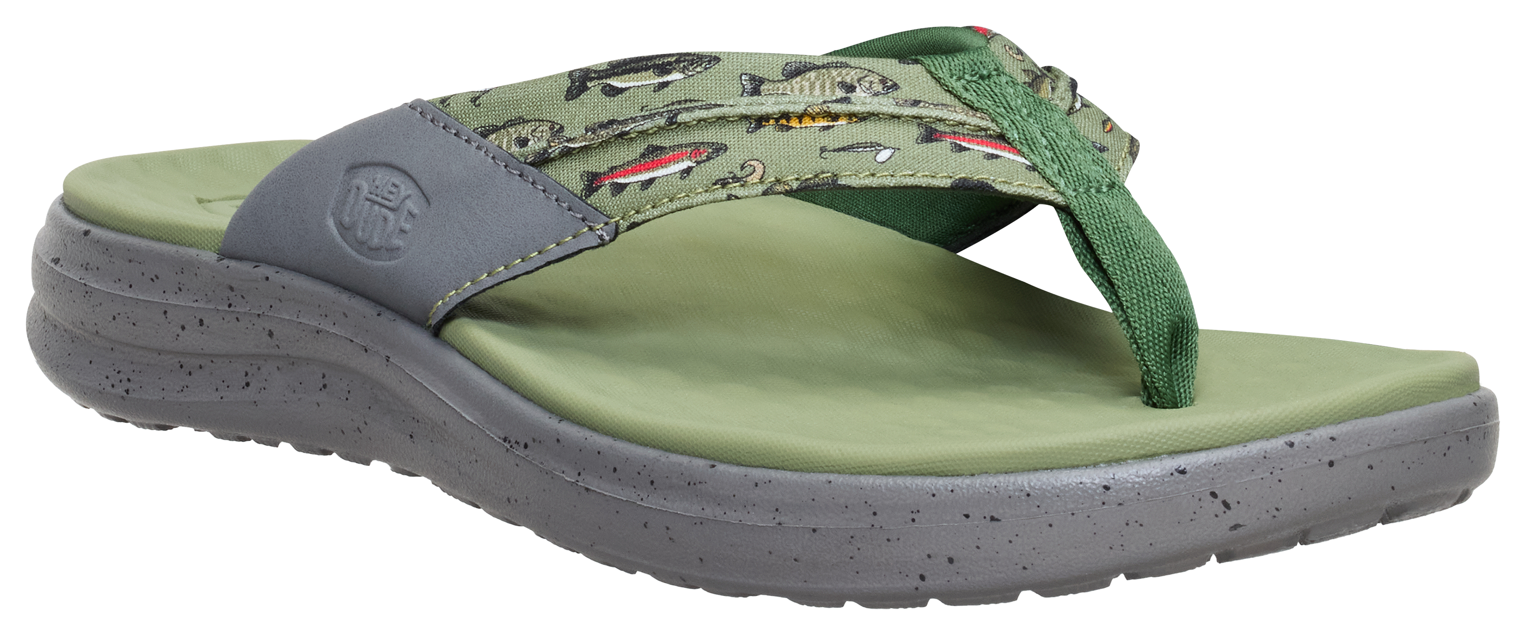 Image of HEYDUDE Finn Flip Sandals for Men - Olive/Grey