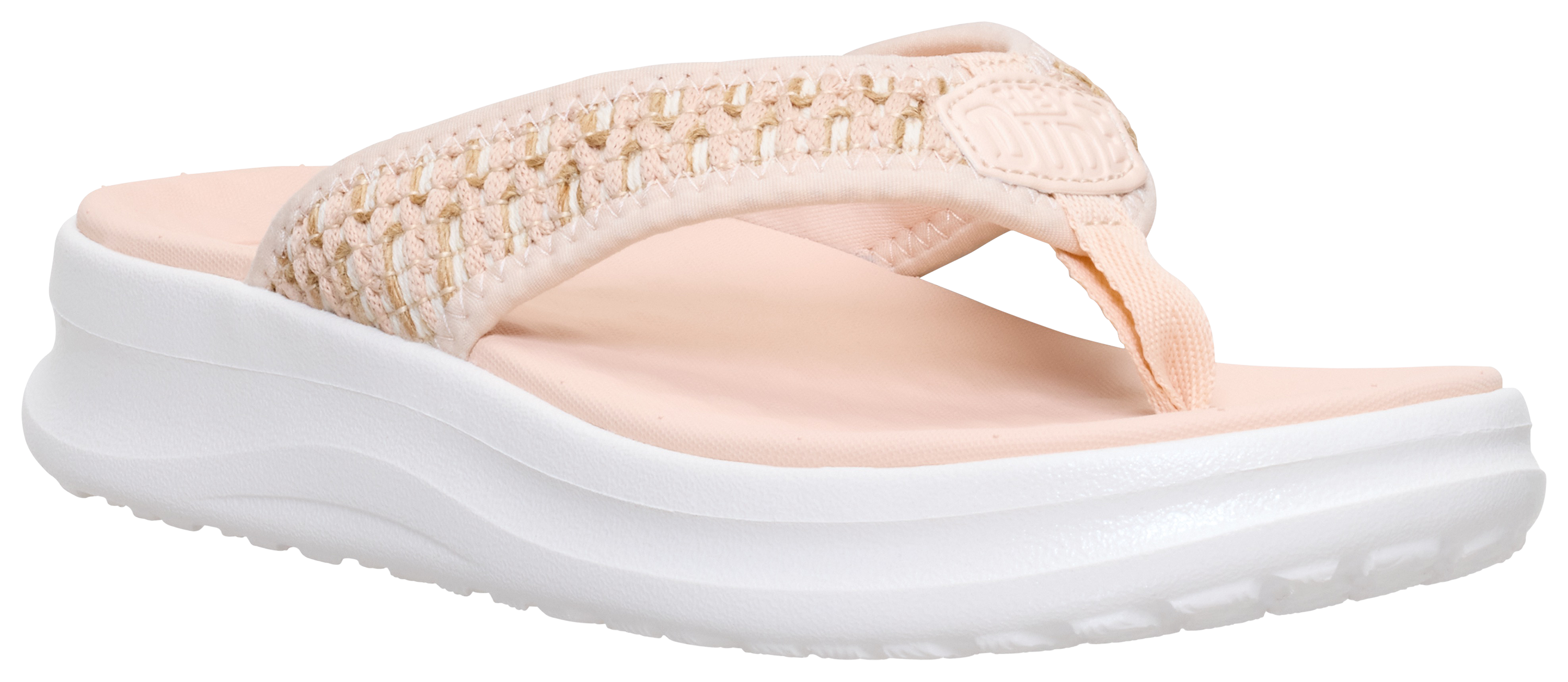 Image of HEYDUDE Tide Flip Sandals for Women - Champagne/White - 7M