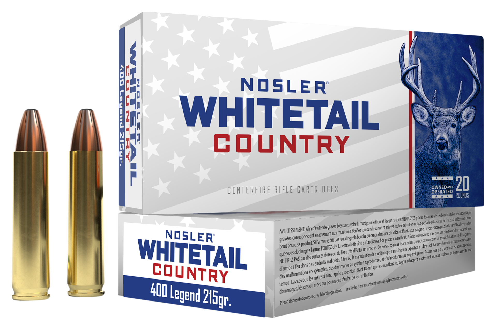 Image of Nosler Whitetail Country .400 Legend 215 Grain Centerfire Rifle Ammo