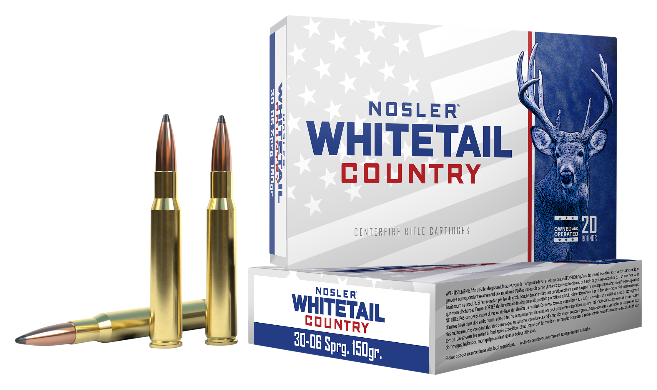 Image of Nosler Whitetail Country .30-06 Springfield 150 Grain Solid Base Centerfire Rifle Ammo
