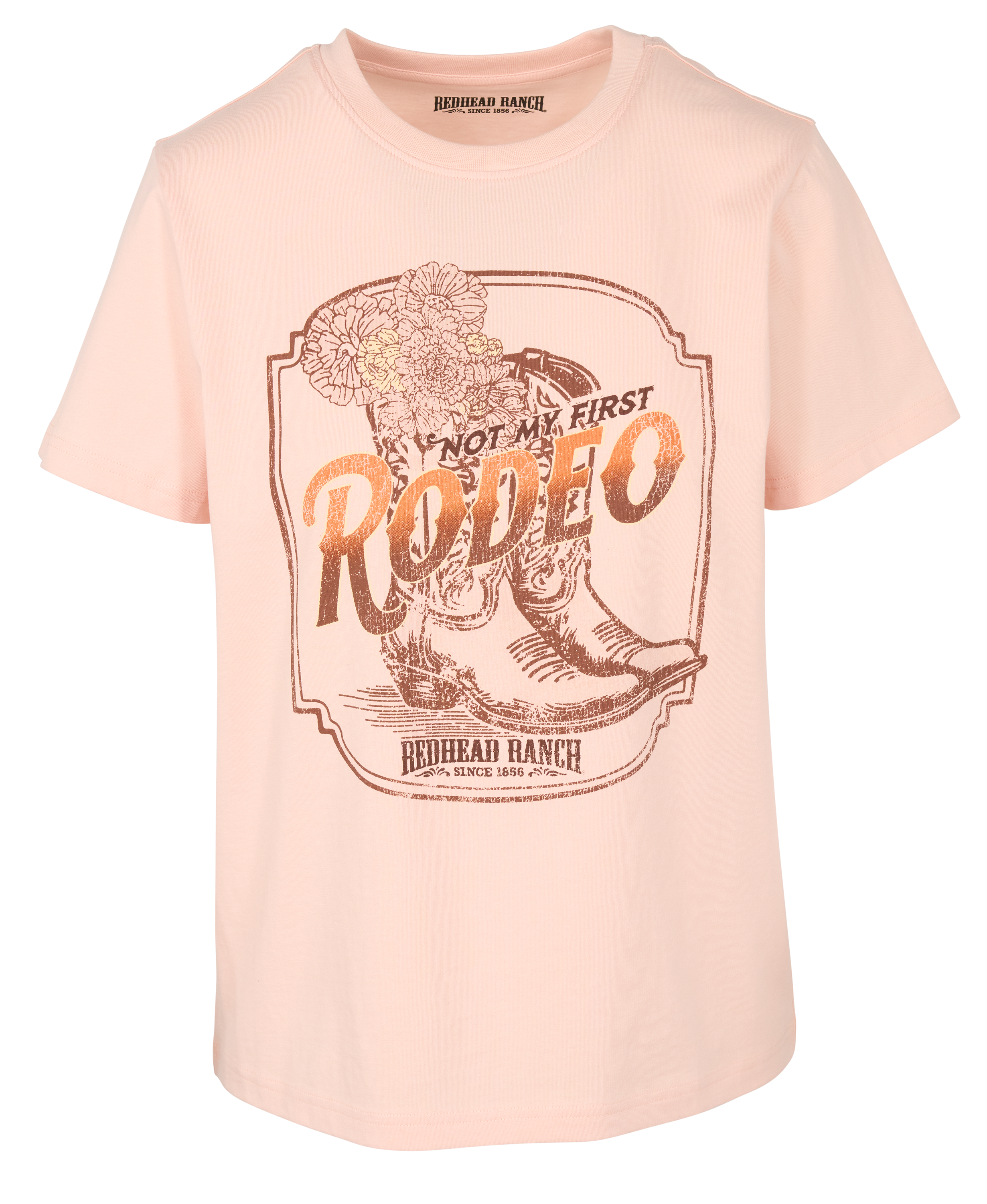 Image of RedHead Ranch Classic Fit Not My First Rodeo Graphic Short-Sleeve T-Shirt - Peachy Keen
