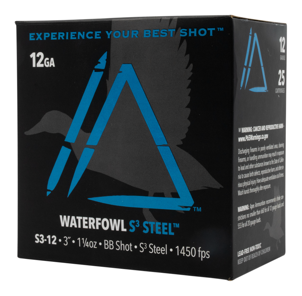 Apex Ammunition Waterfowl S3 Steel 12-Ga. 3″ 1-1/4 oz. Shotshells - BB Shot - 250 Rounds - Apex Ammunition