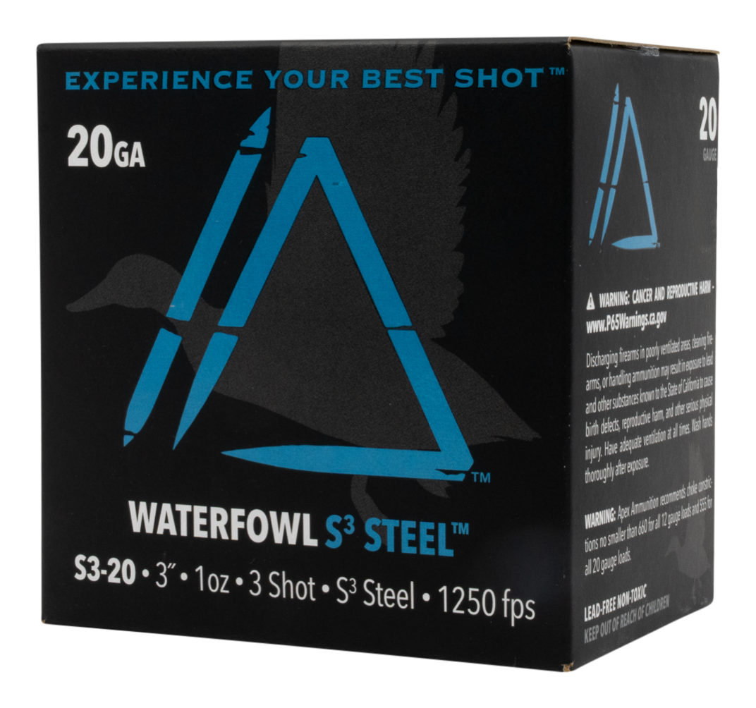 Apex Ammunition Waterfowl S3 Steel 20-Ga. 3″ 1 oz. Shotshells - 3 Shot - 250 Rounds - Apex Ammunition