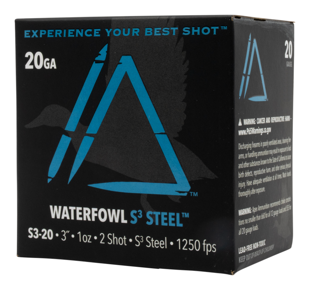 Image of "Apex Ammunition Waterfowl S3 Steel 20-Ga. 3"" 1 oz. Shotshells - 2 Shot - 250 Rounds"